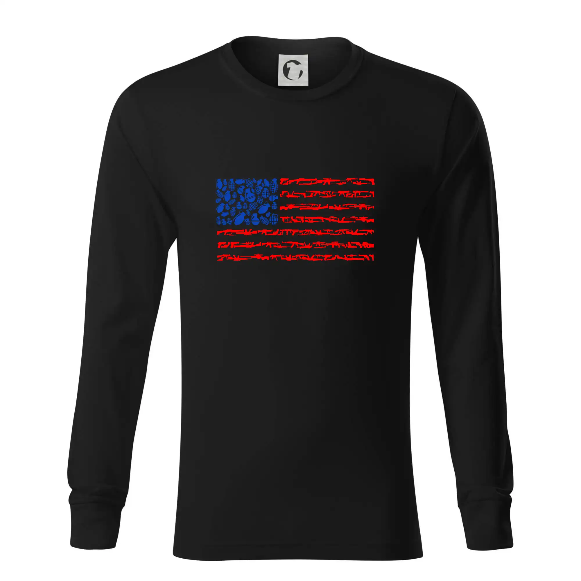 Tričká USA - USA vlajka - zbrane - Tričko s dlhým rukávom LS R05