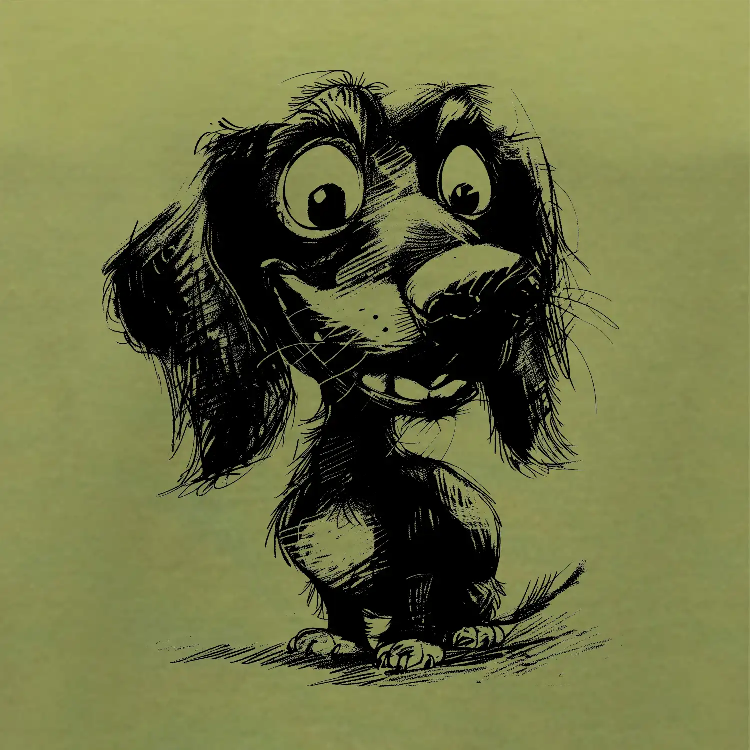 Čiernobiela karikatúra jazvečík