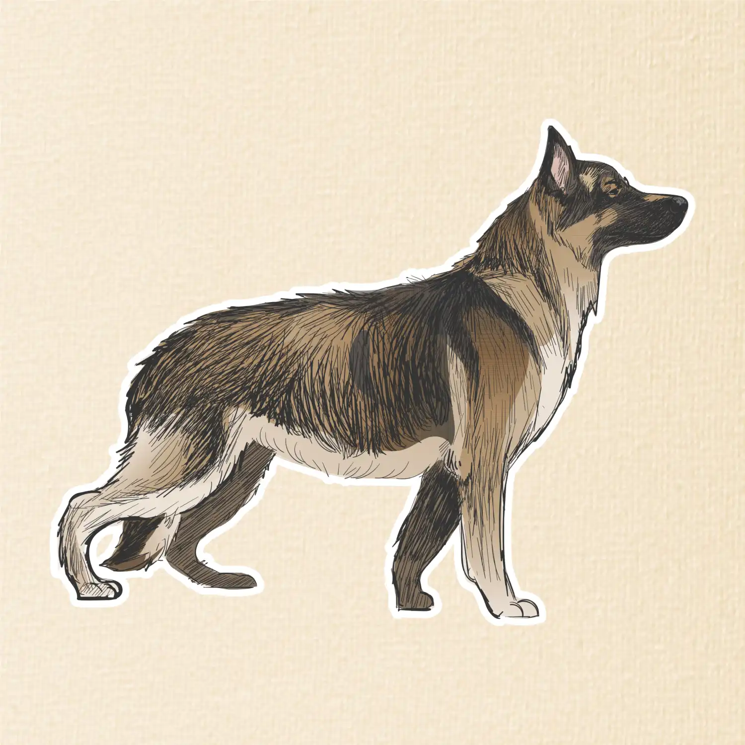 Německý ovčák - hnědý kreslený