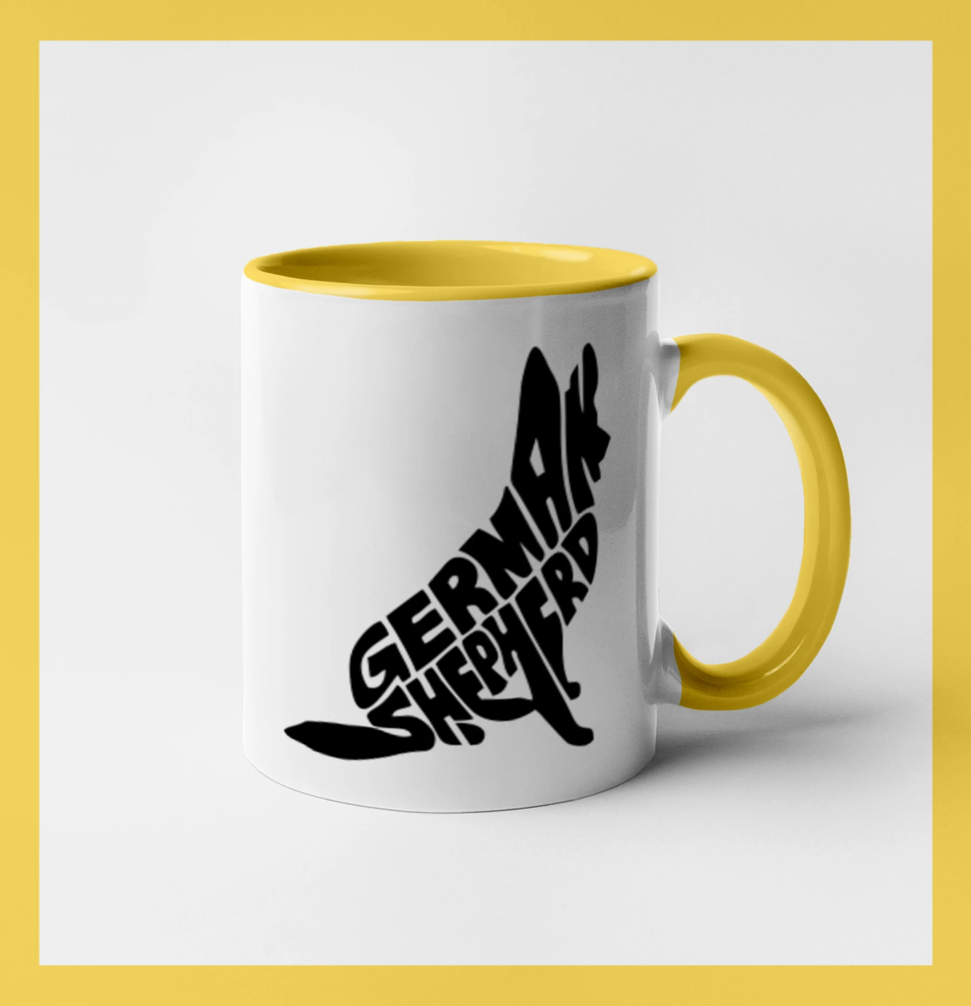 Německý ovčák sedící napis