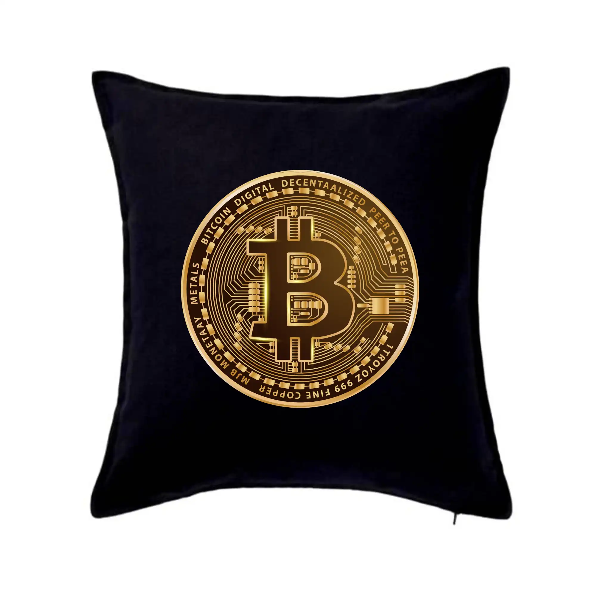 Bitcoin zlatá minca guľatá - Vankúš 50x50
