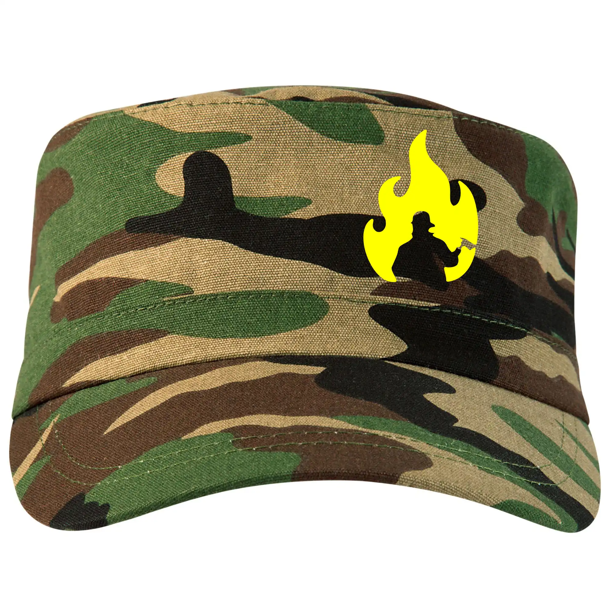 Originálne tričká pre hasičov - Hasiči - Váš názov - FLUO + Reflexná potlač - Šiltovka CAMO