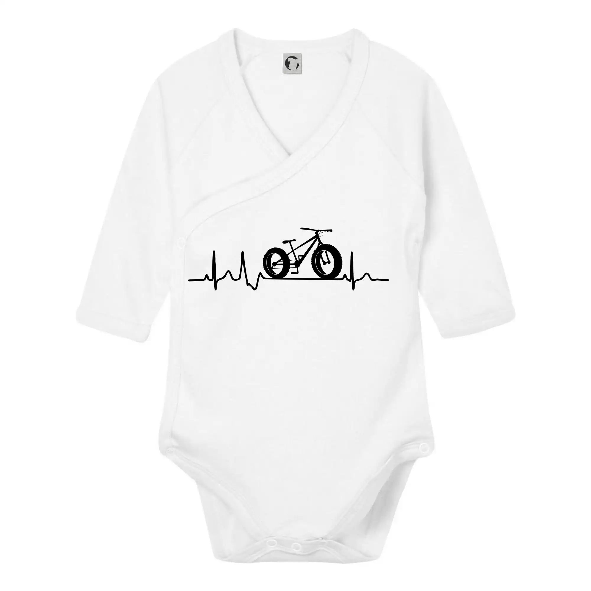 Tričko ako darček pre cyklistu - EKG fatbike - Body zavinovacie s dlhým rukávom