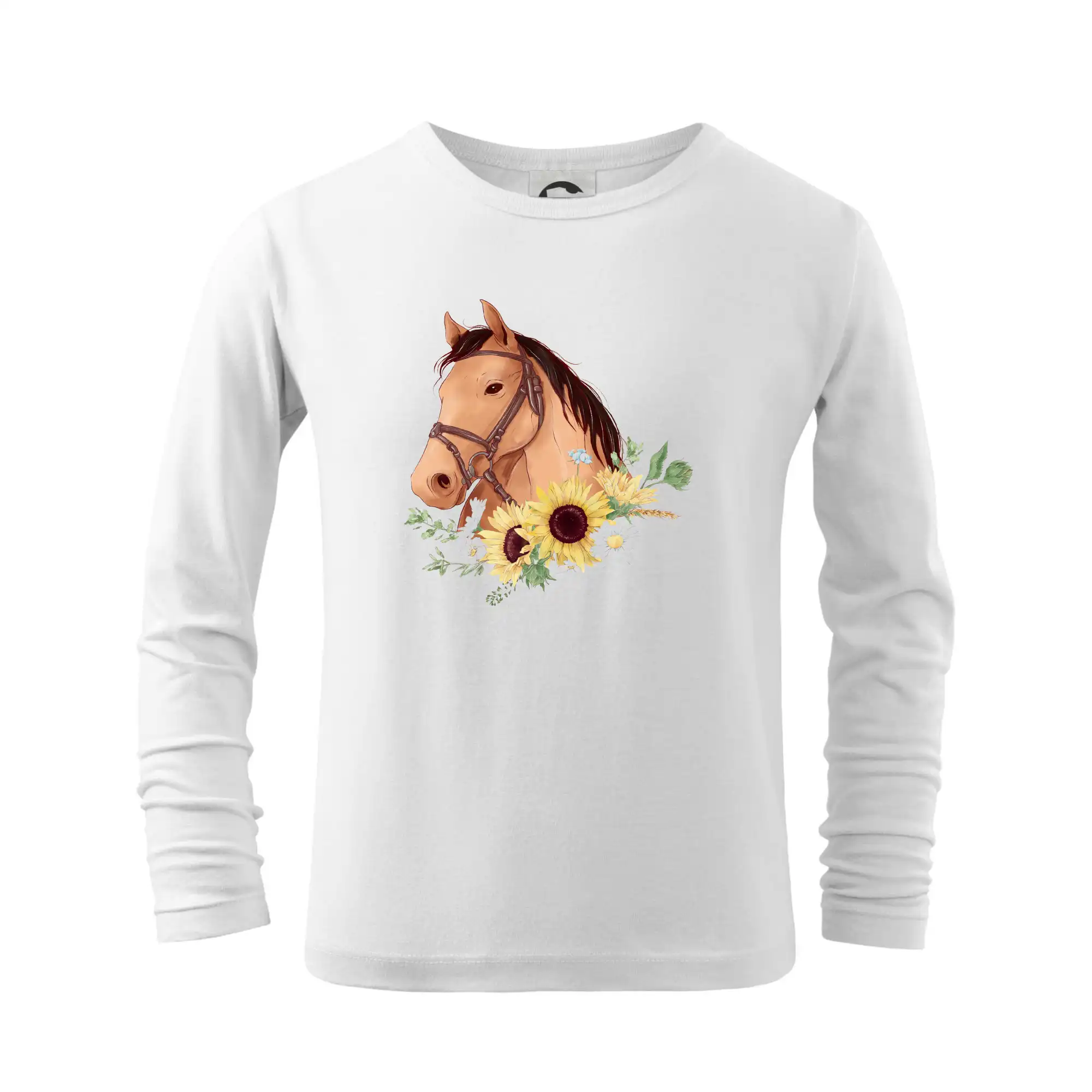 Tričká s koňmi - Hlava koňa a slnečnice - Tričko detské Long Sleeve
