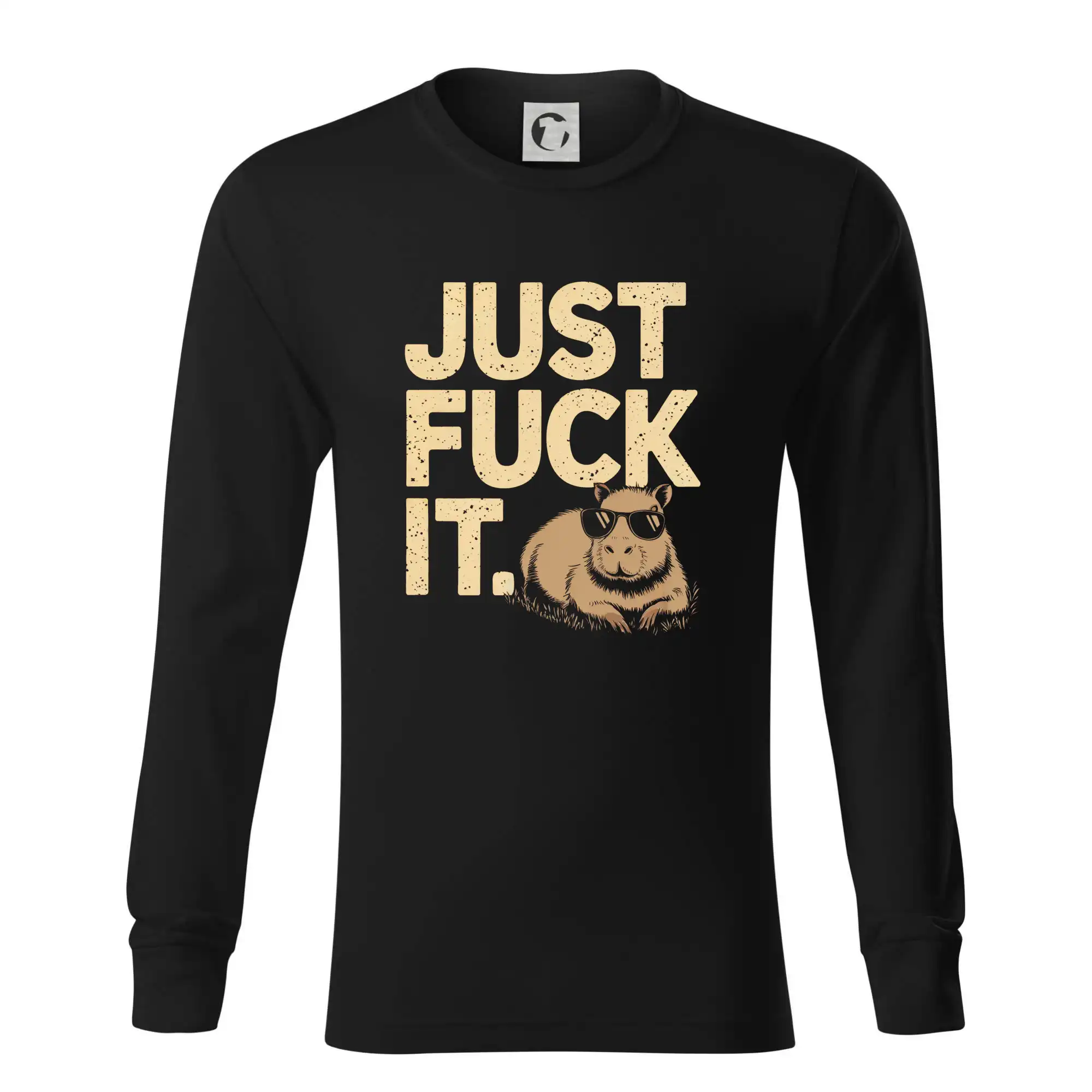 Tričká so zvieratami - Capybara Just fuck it - Tričko s dlhým rukávom LS R05