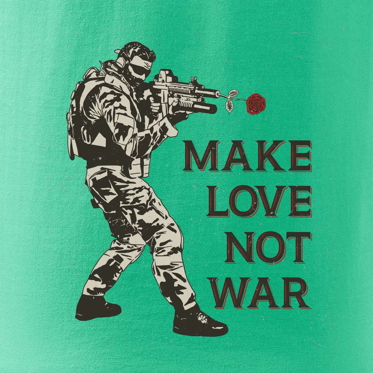 Růže ve zbrani, make love not war