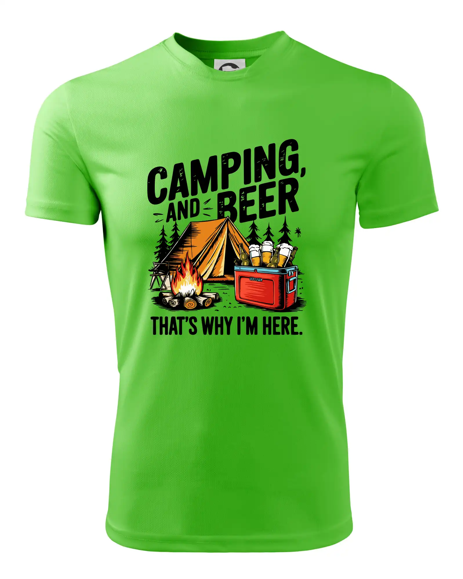 Černý nápis nápis Camping and beer