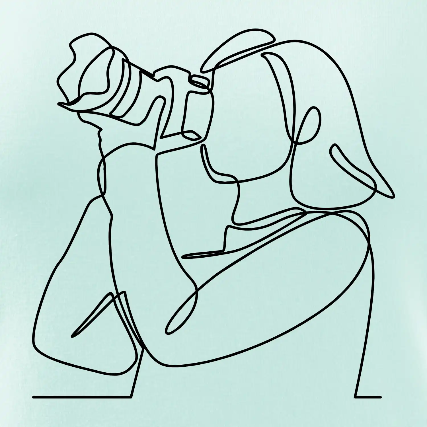 Fotografka stojící jedním tahem