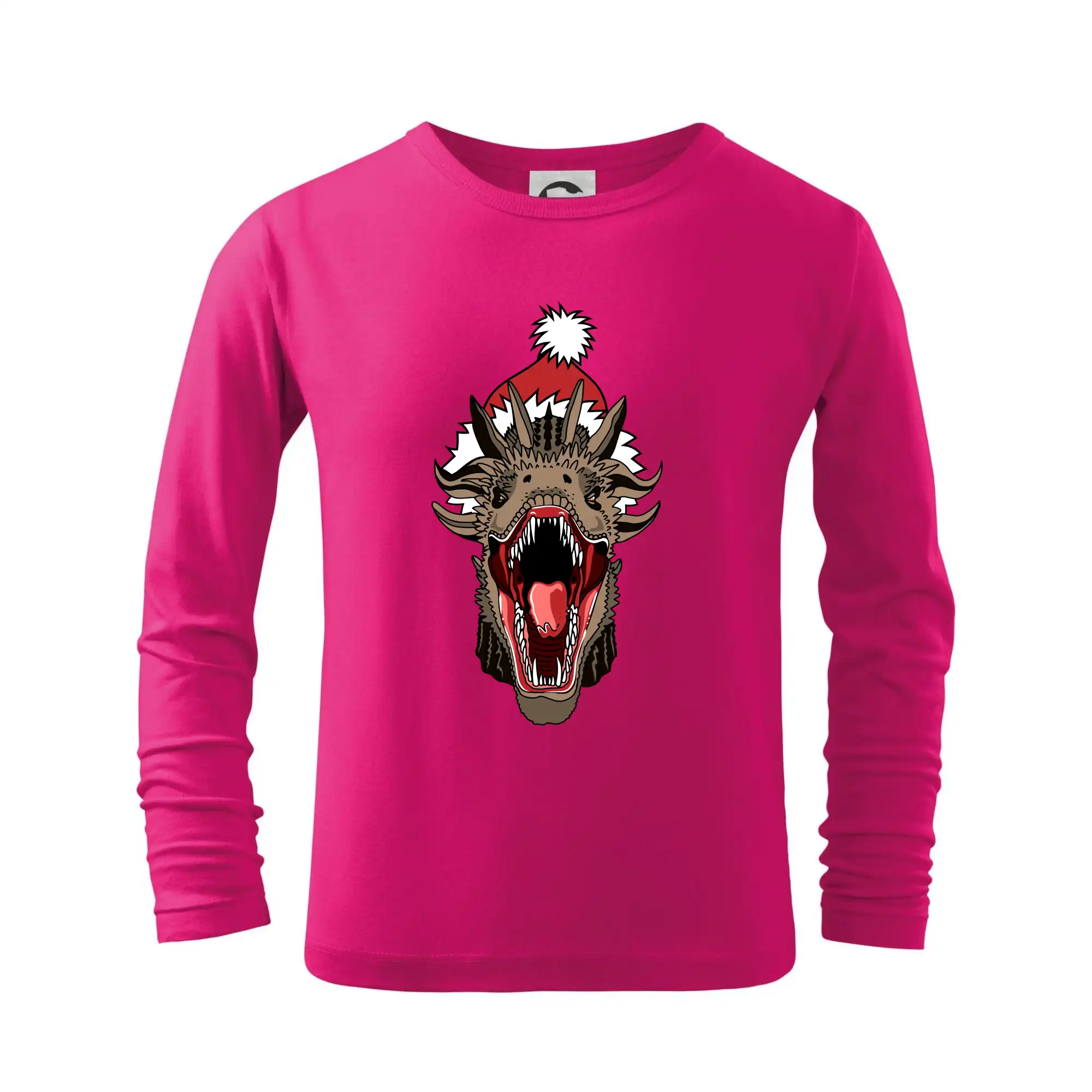 Vianočné tričká - Vánoční drak (Pecka design) - Tričko detské Long Sleeve