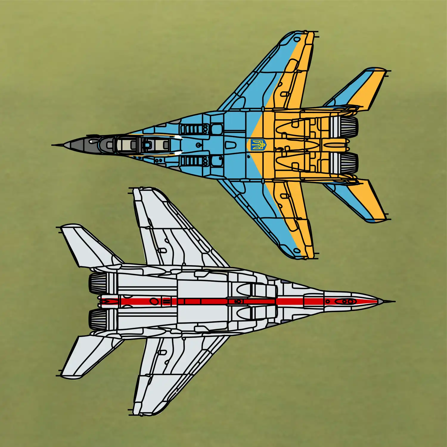 Mig 29 Fulcrum ze spoda a ze zhora