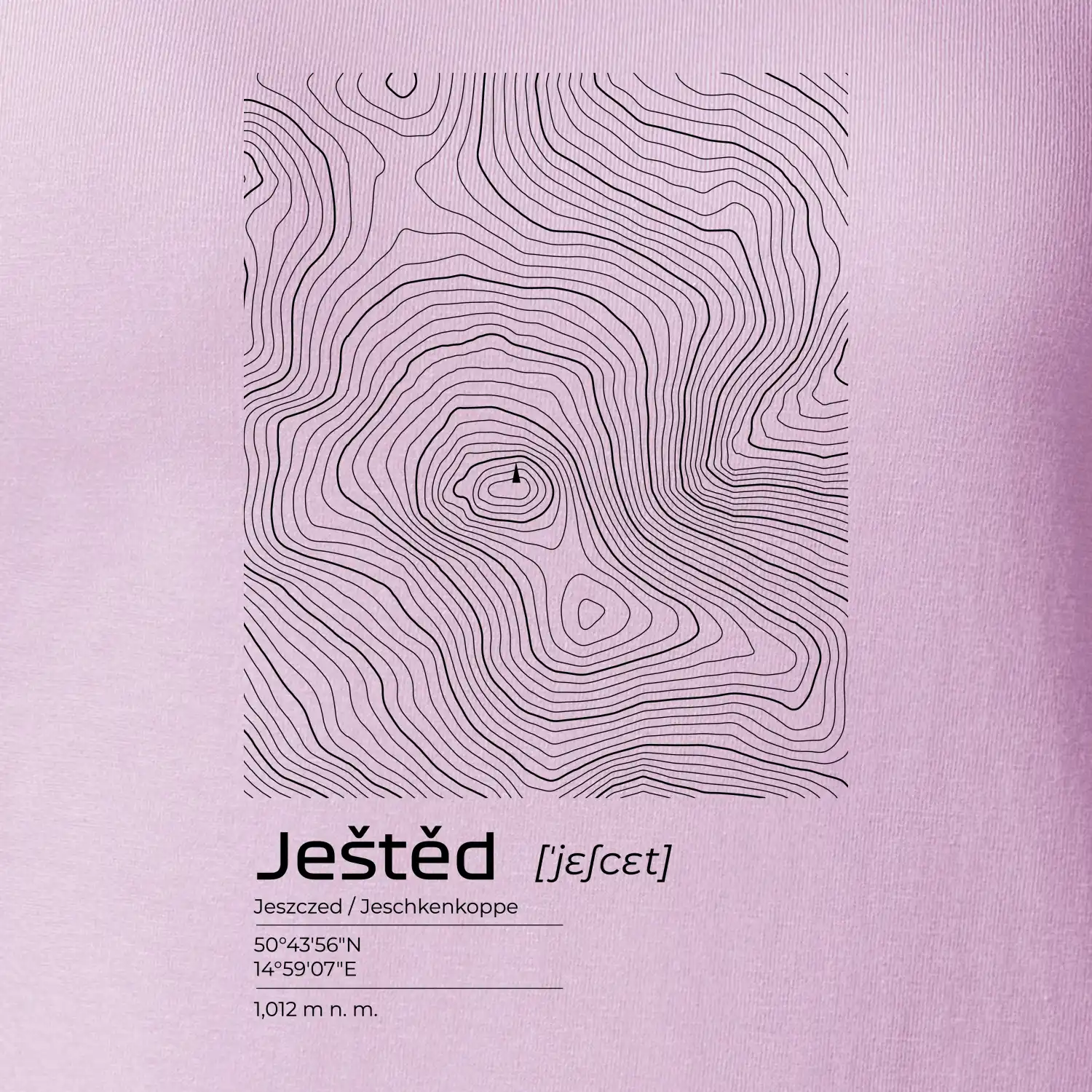 Ještěd - vrstevnice v obdélníku