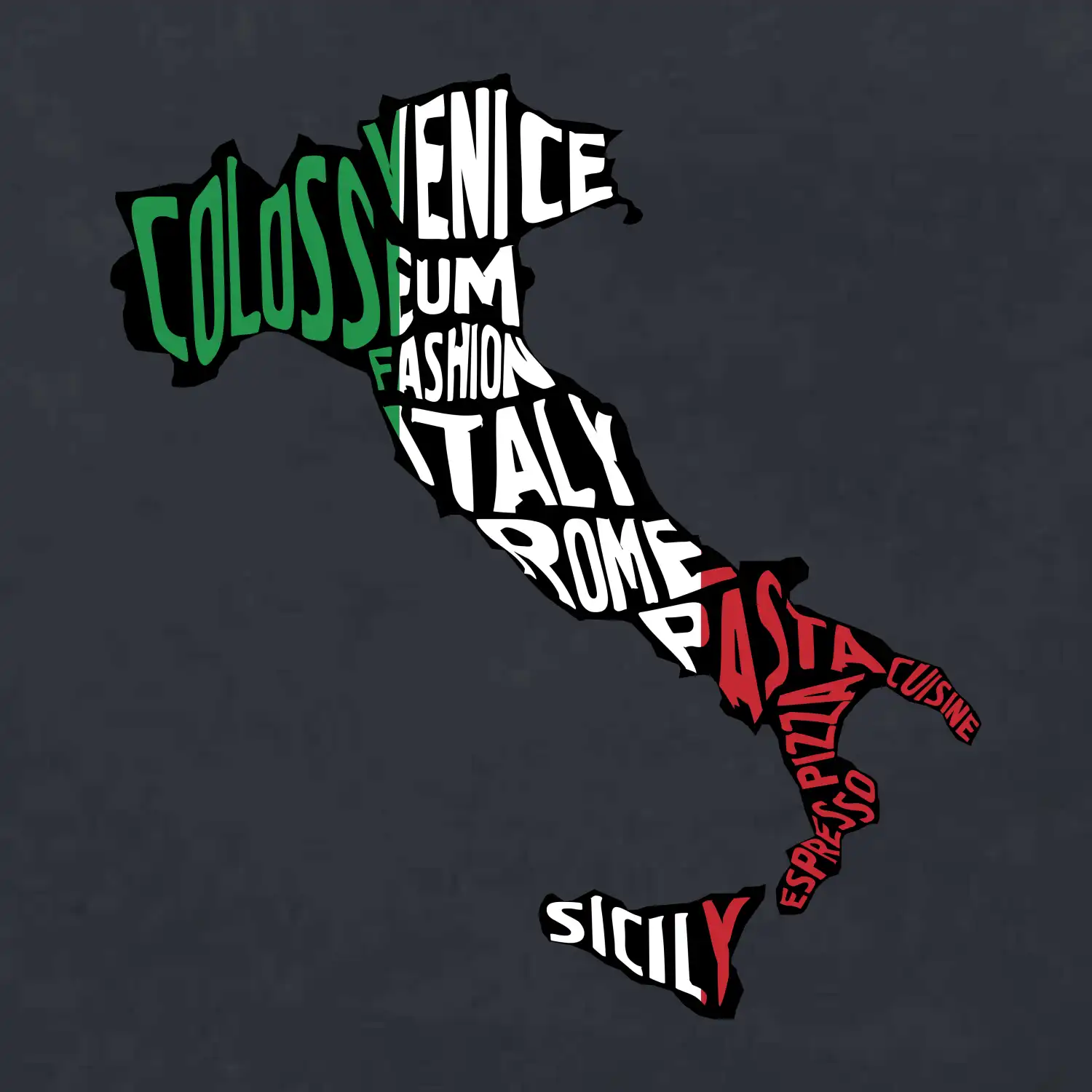 Mapy - názvy měst - Italie