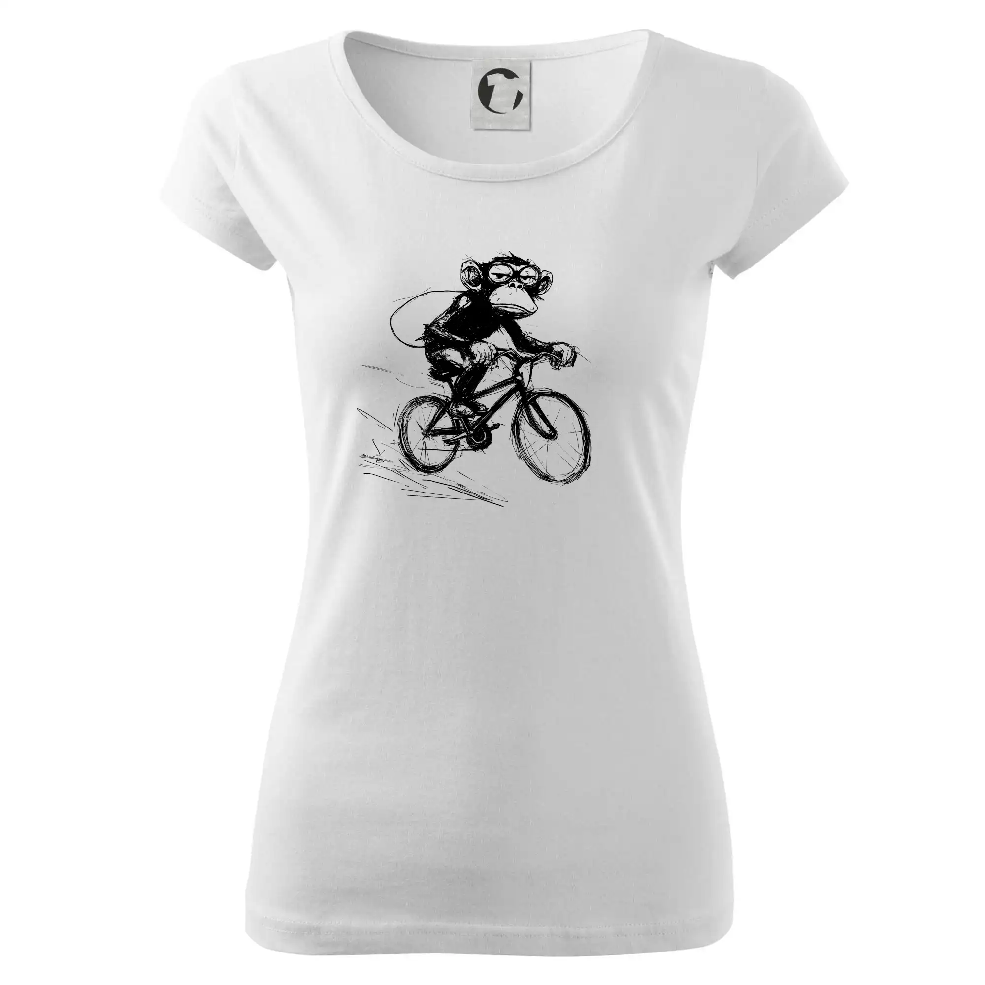 Opice s batohem na kole