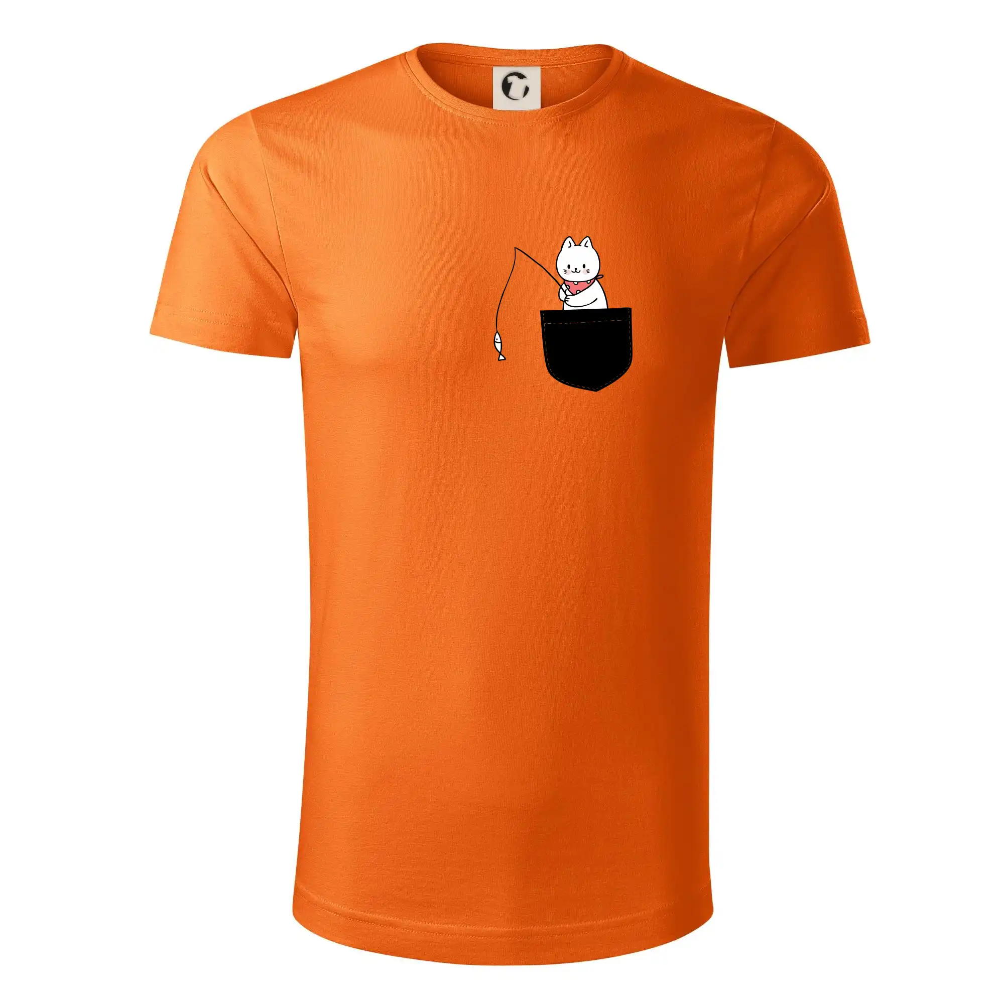 Vtipná tričká s mačkou - Mačka s rybou vo vrecku - Tričko z organickej bavlny