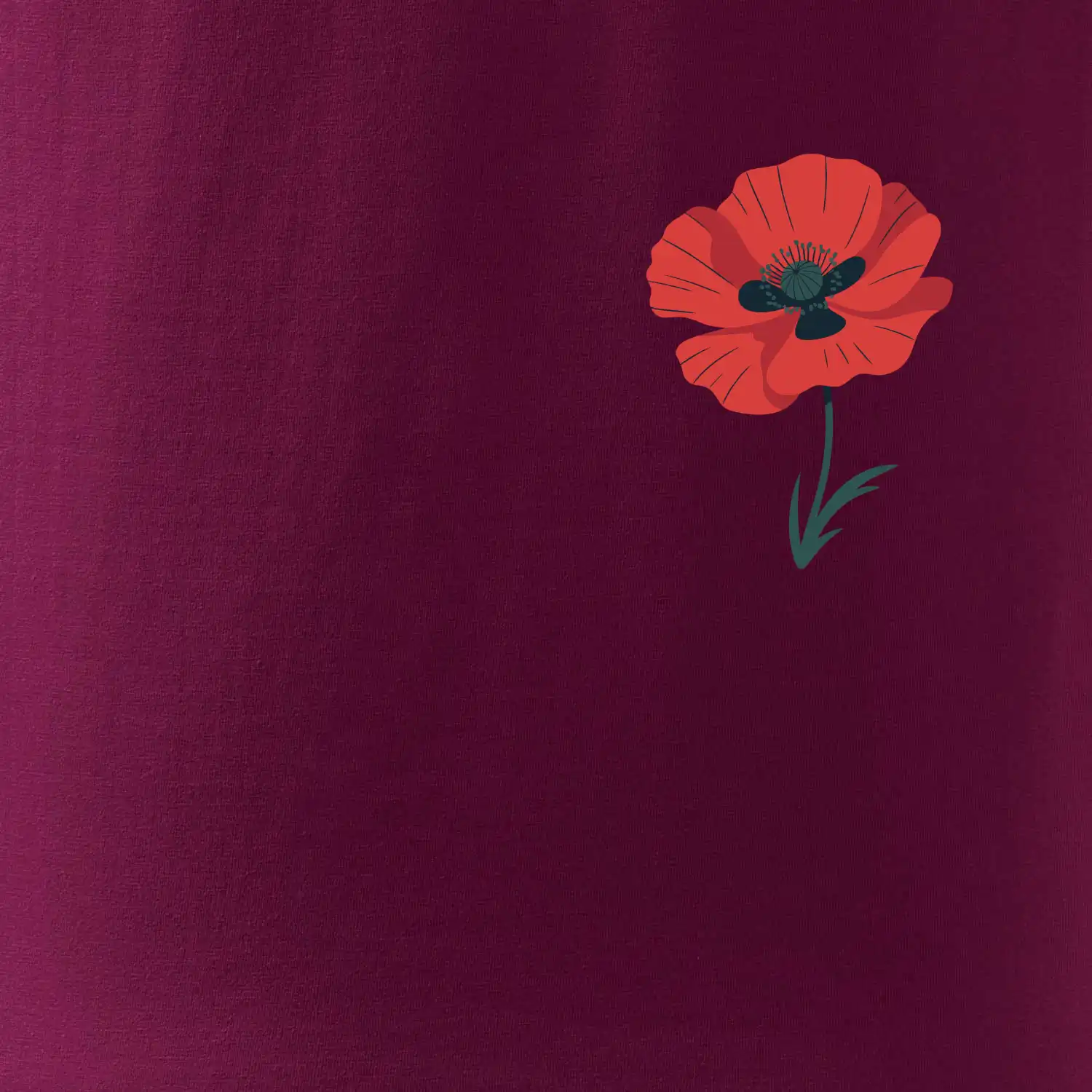 Vlčí mák kreslený na prsu