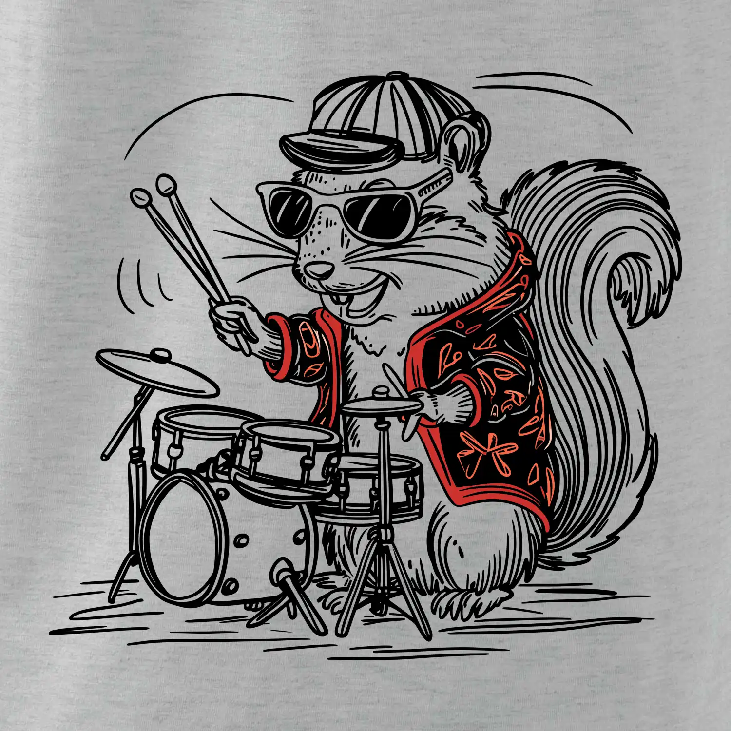 Squirrel playing drums