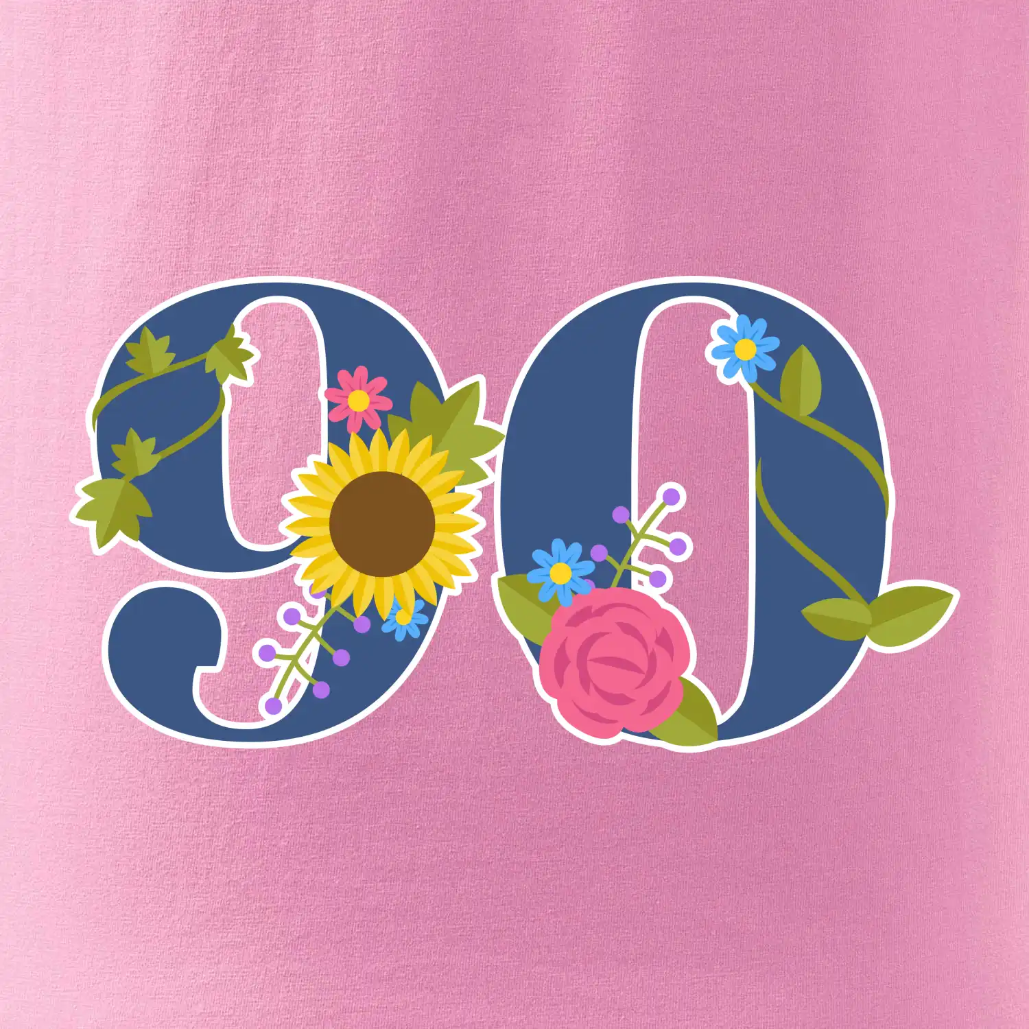 Květinové číslo kreslené - 90