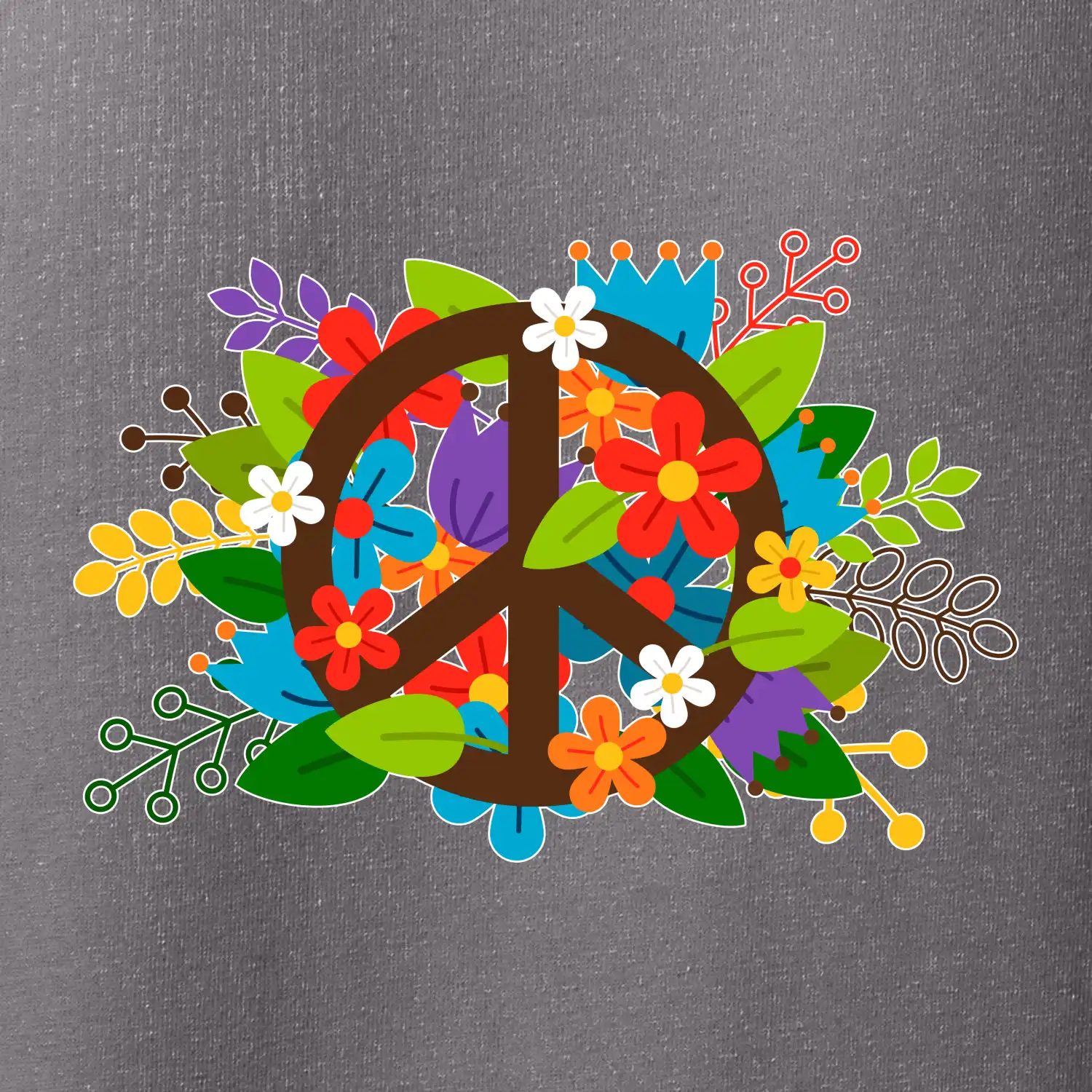 Peace symbol prorostlý květinami