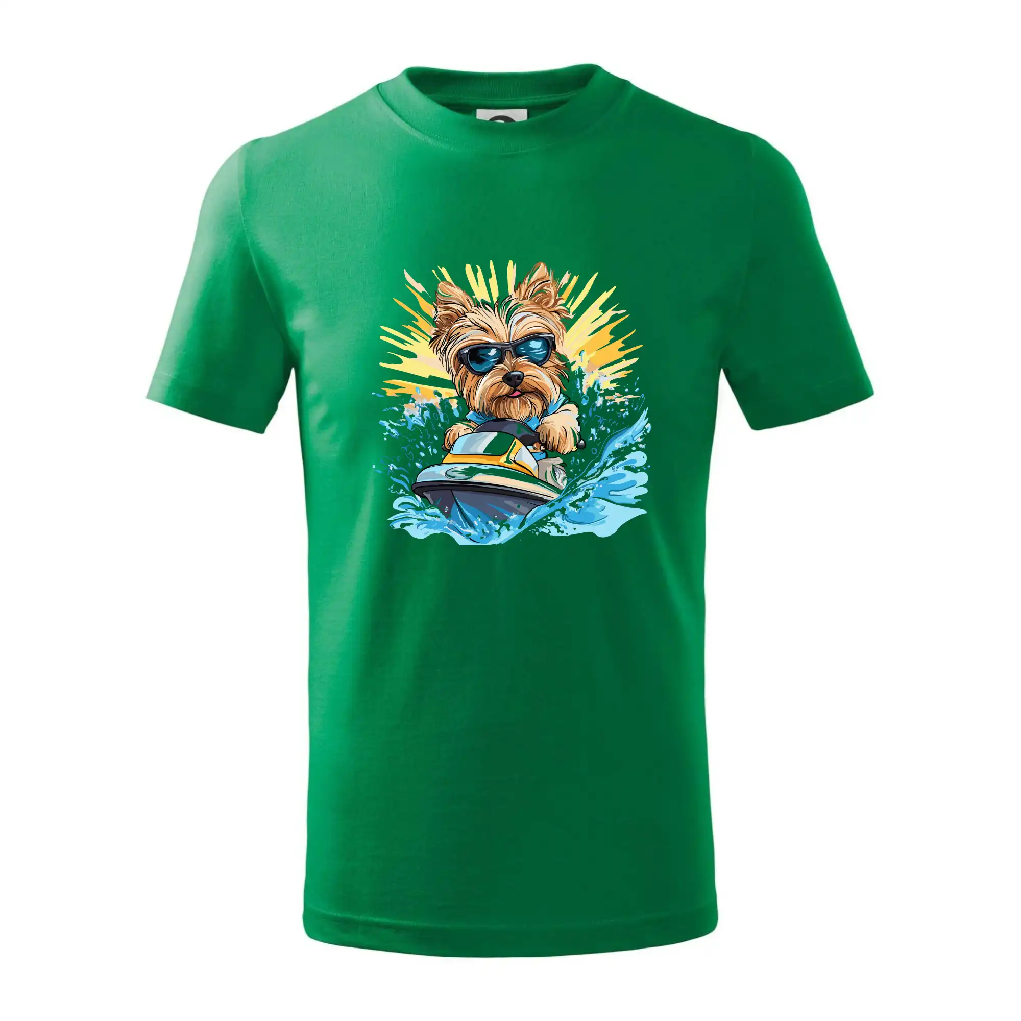 Yorkšírský teriér na vodním skútru