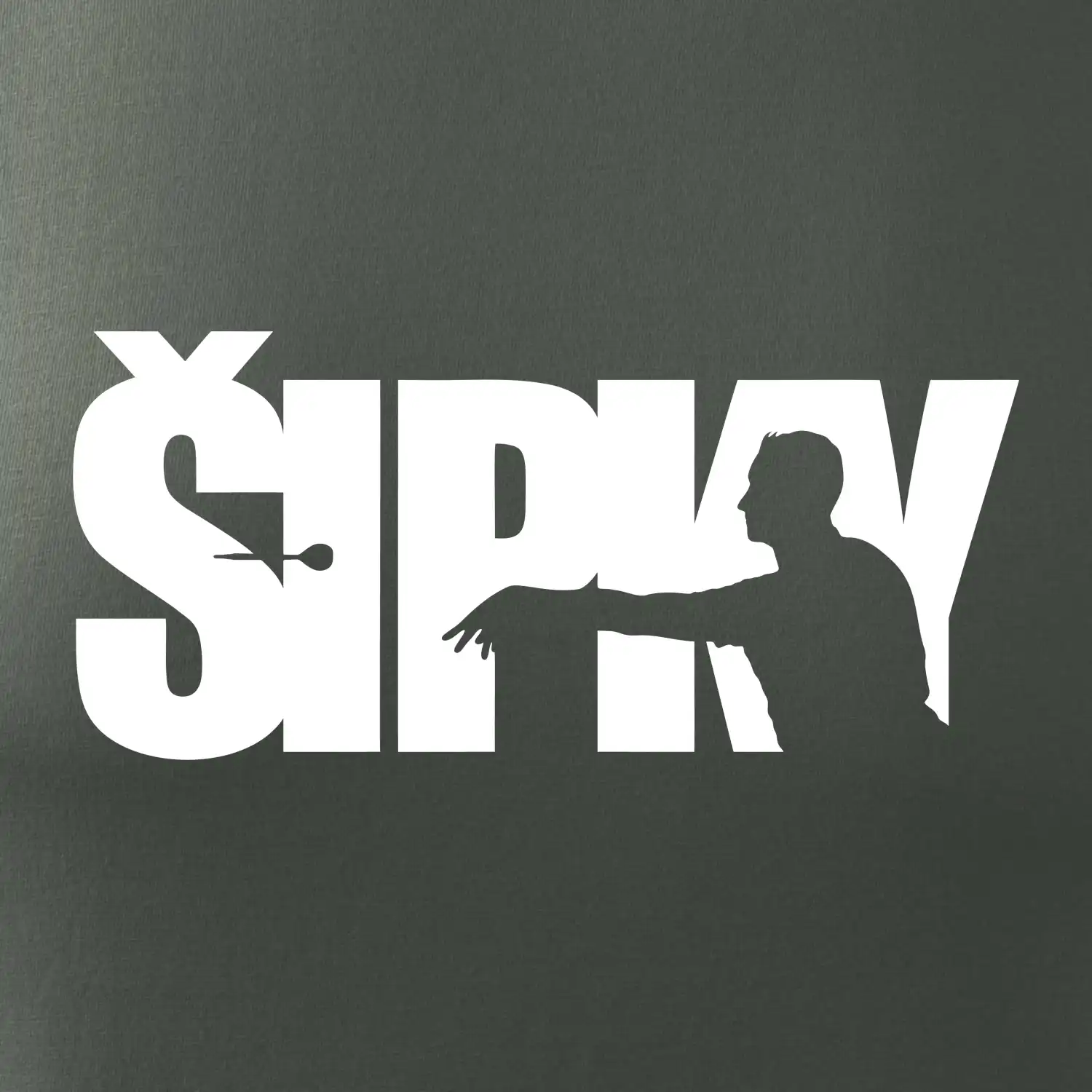 Šipky - nápis se šipkařem