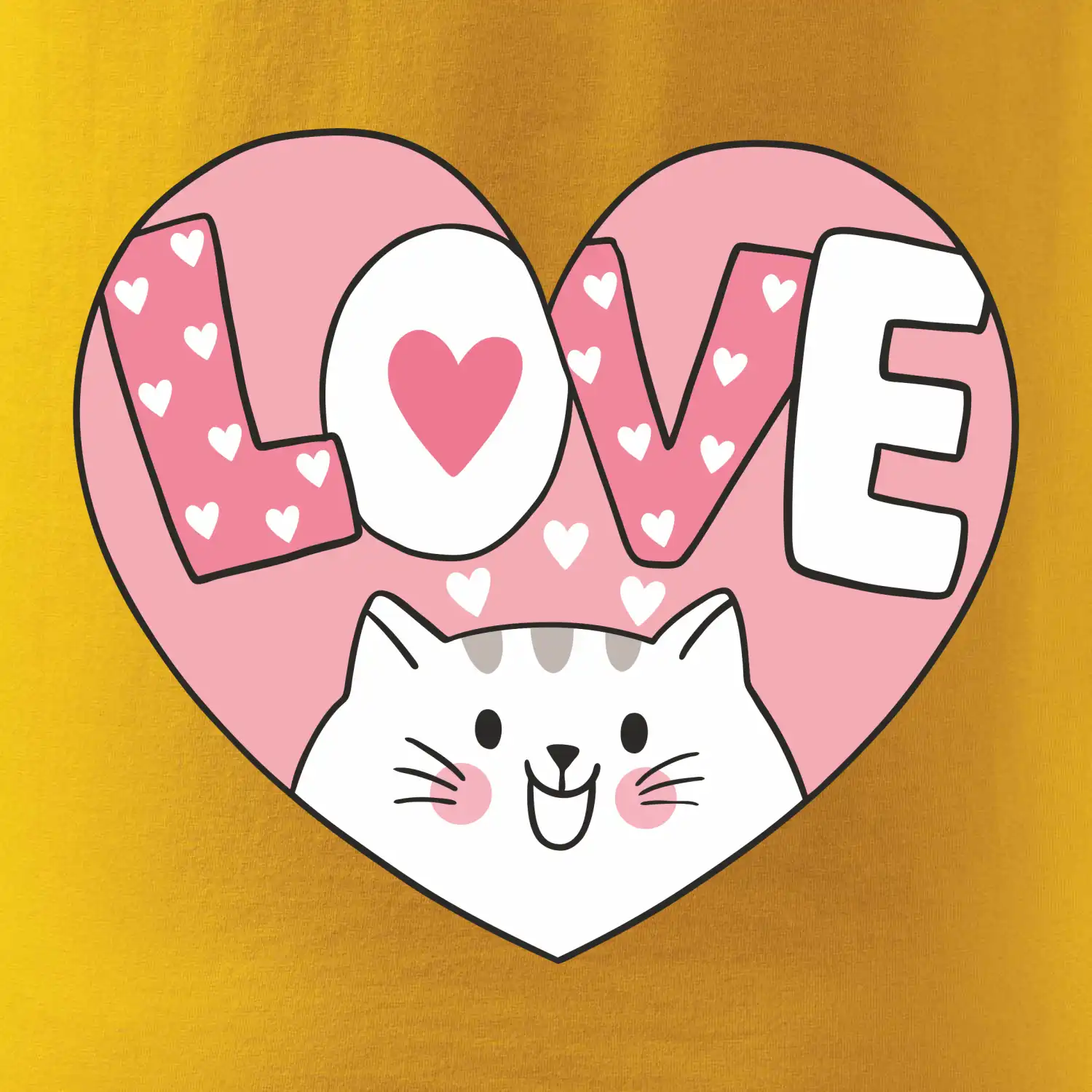 Kočka love - růžové srdce