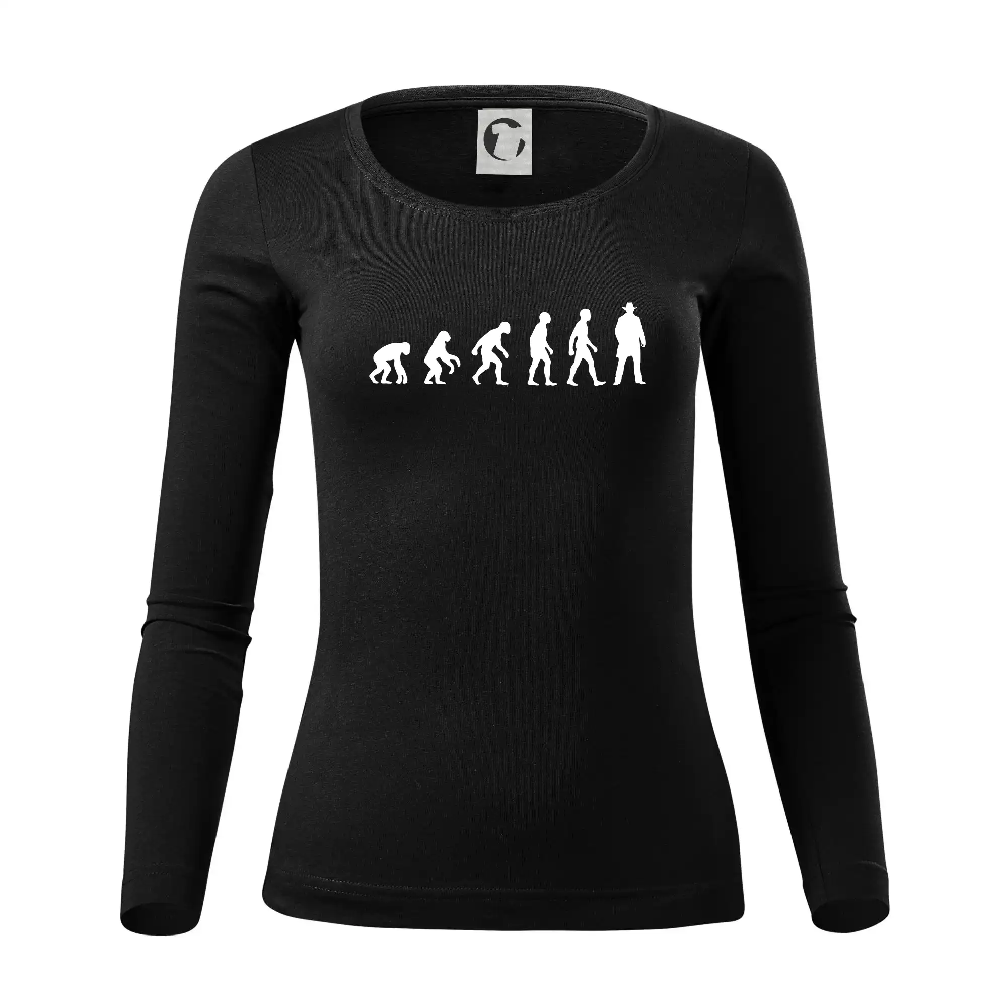 Tričká s koňmi - Evolúcia cowboy - Dámske tričko FIT-T LS - zužené