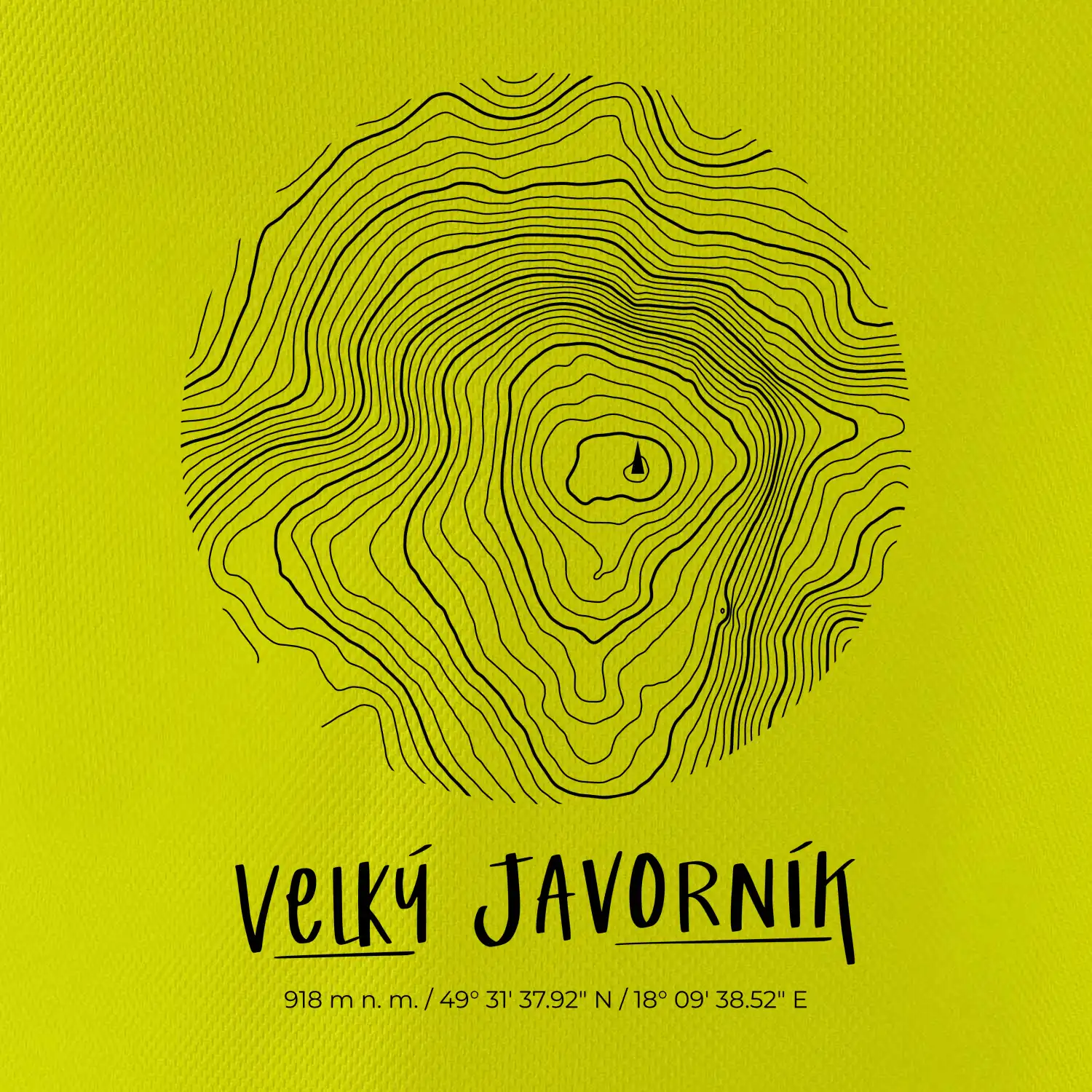 Velký Javorník - vrstevnice v kruhu