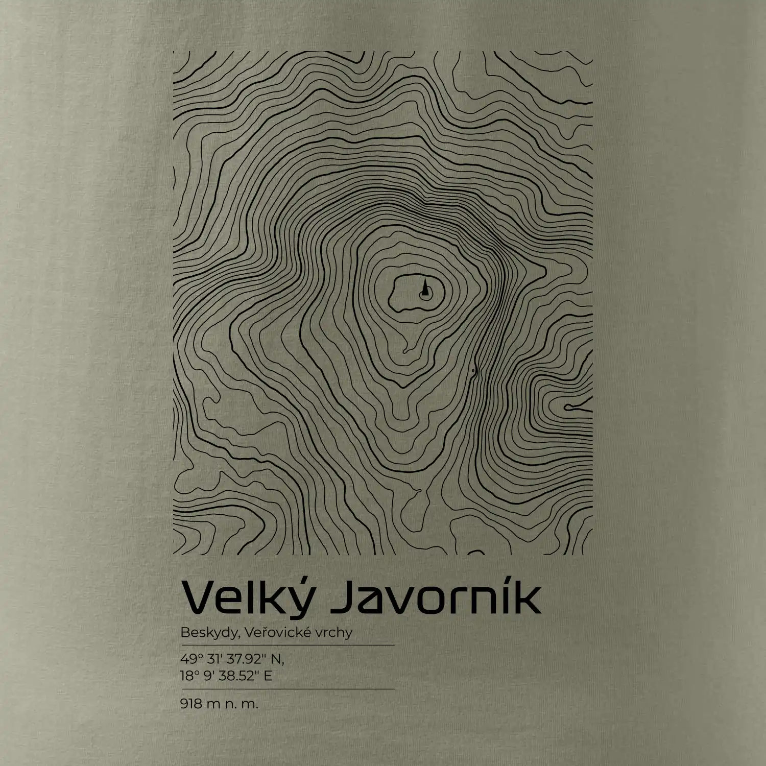 Velký Javorník - vrstevnice v obdélníku