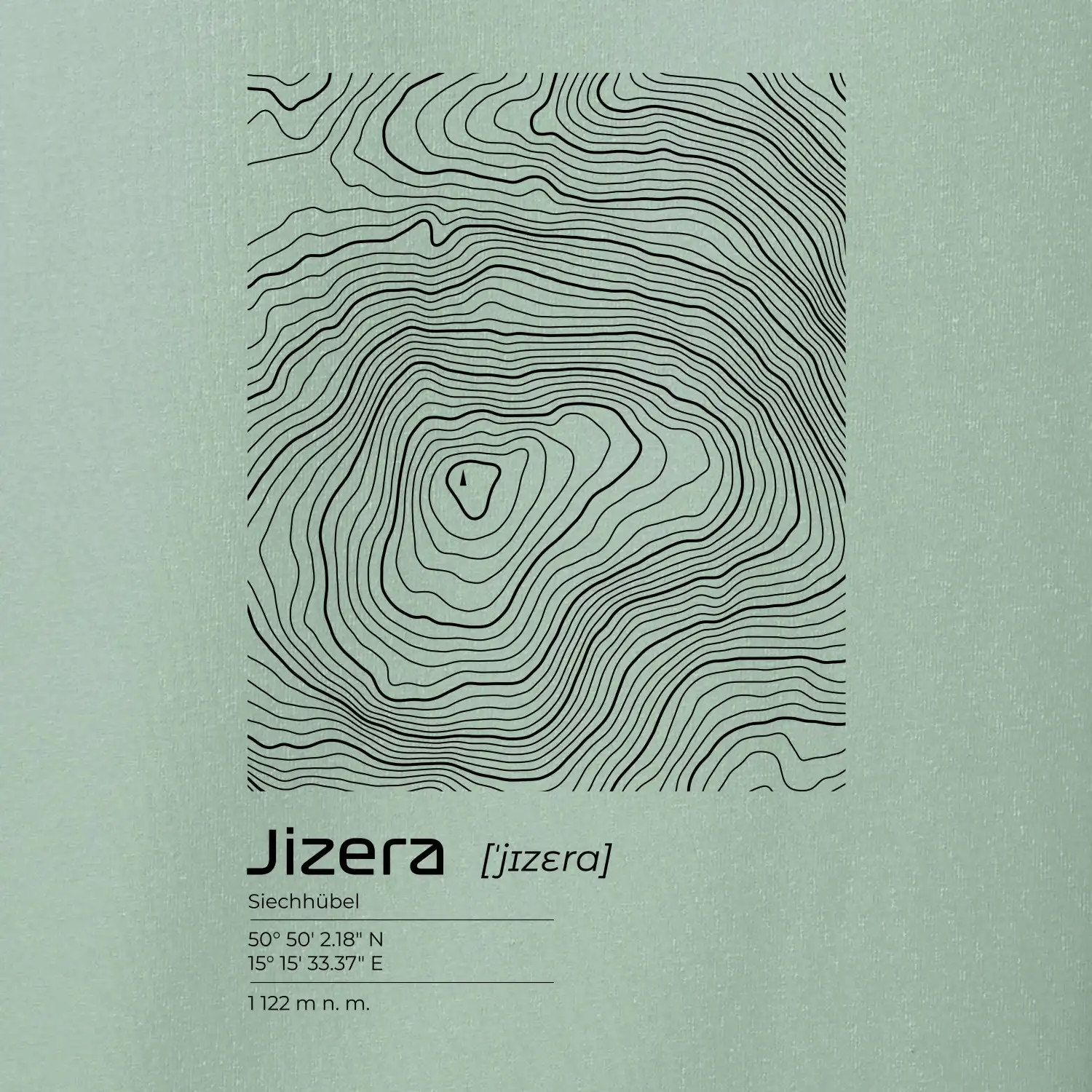 Jizera - vrstevnice v obdélníku