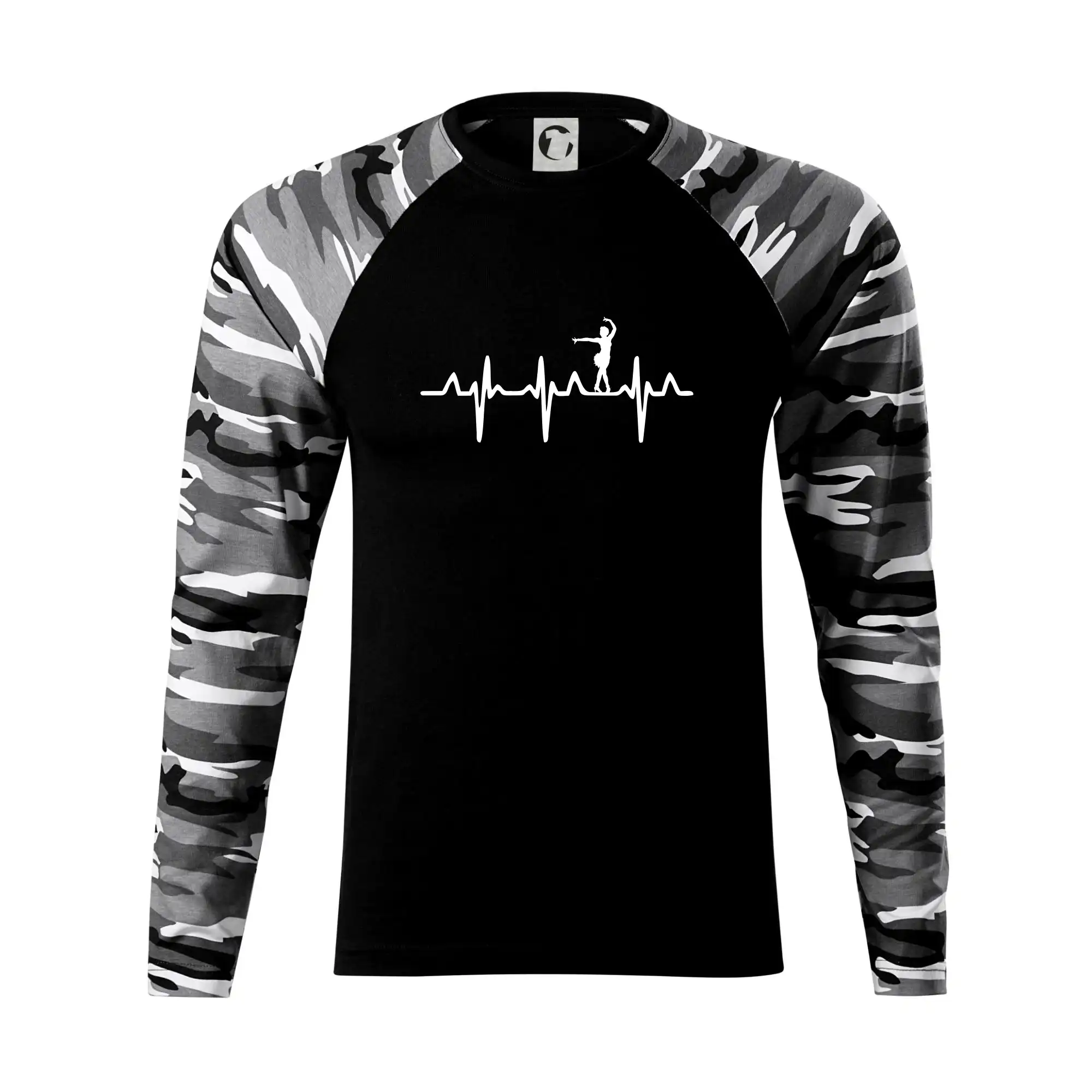 Tričká pre tanečníkov salsy - EKG tanečnice salsy - Camouflage LS