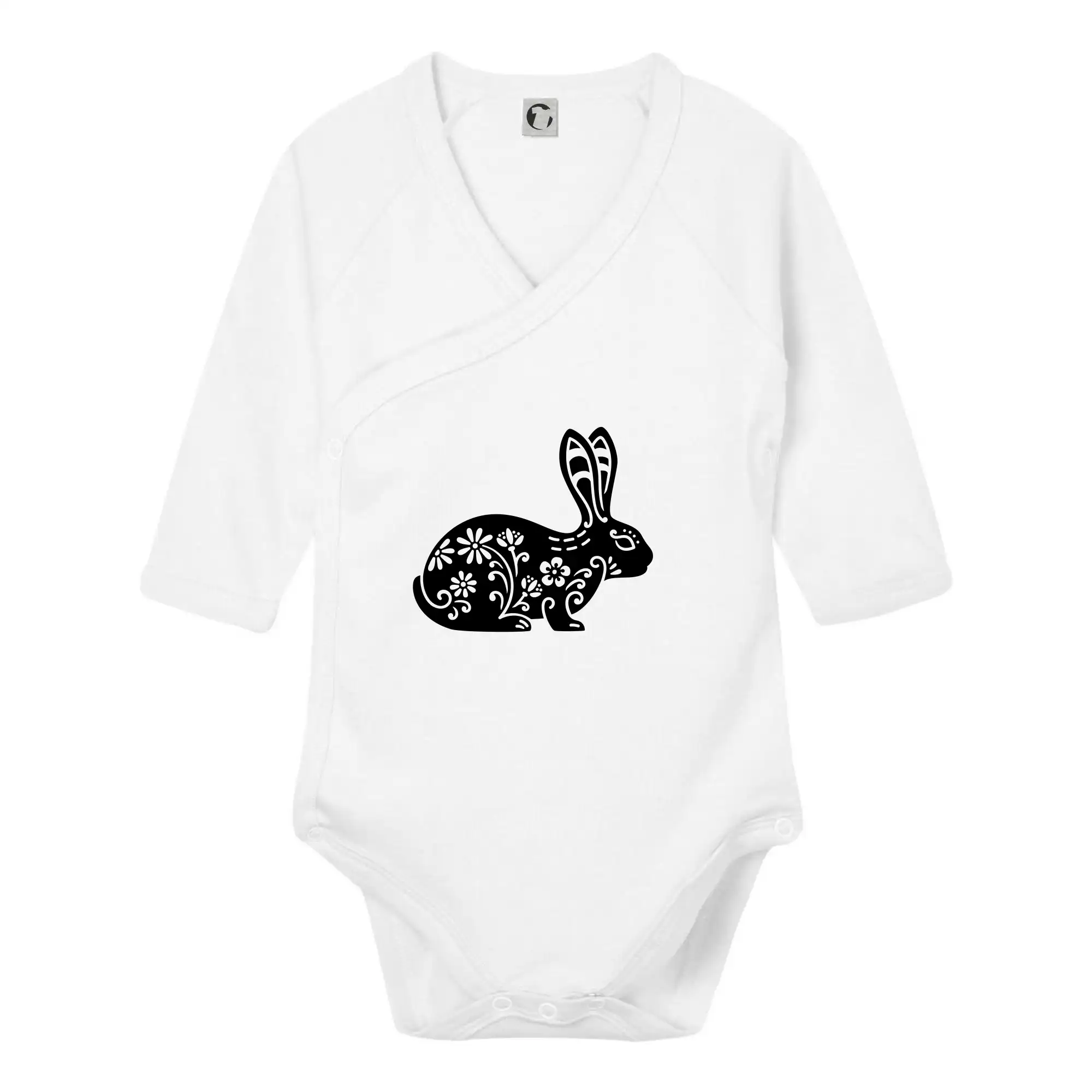 Veľkonočné tričká - Zajac kvety - Body zavinovacie s dlhým rukávom