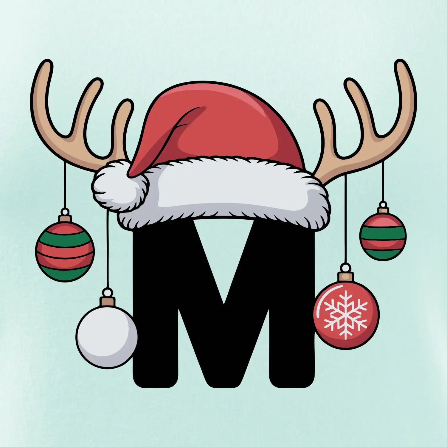 Vanoční rodinná trička - písmeno a čepice