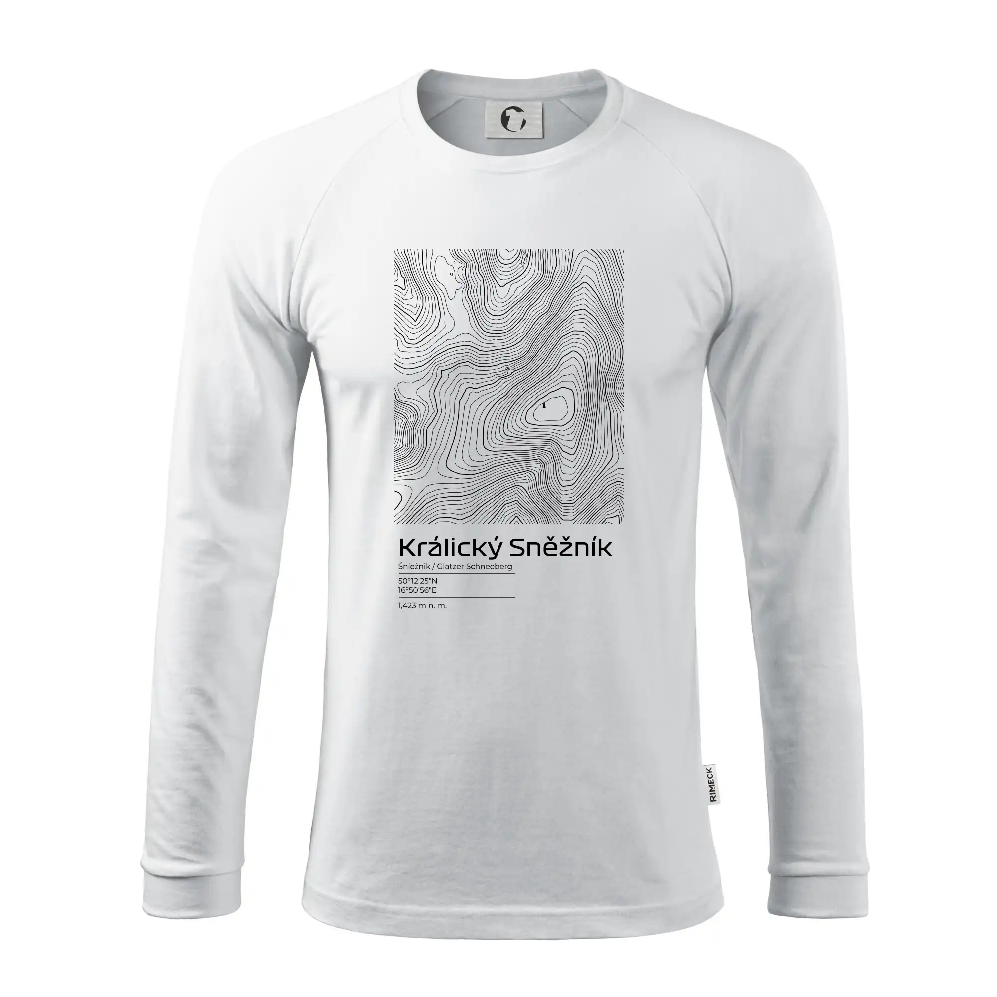 Králický Sněžník - vrstevnice v obdélníku