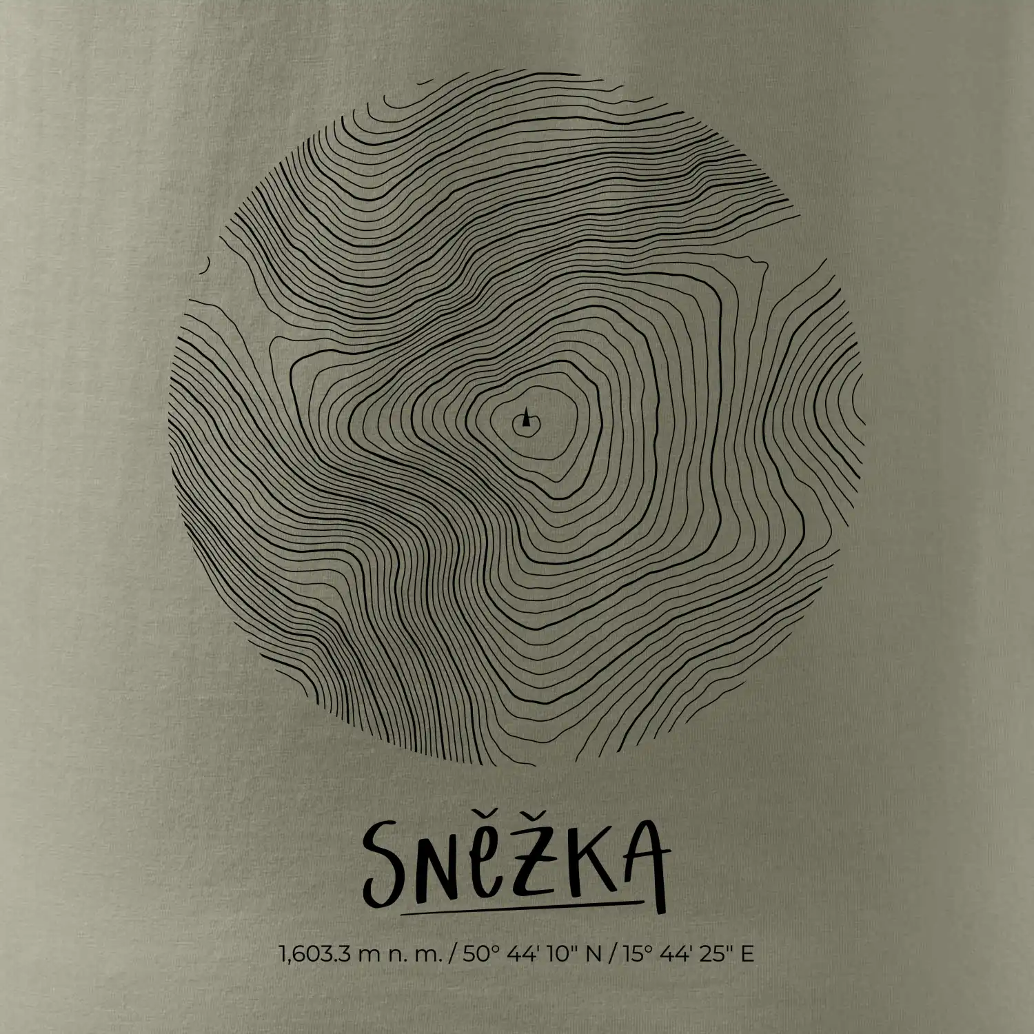 Sněžka - vrstevnice v kruhu