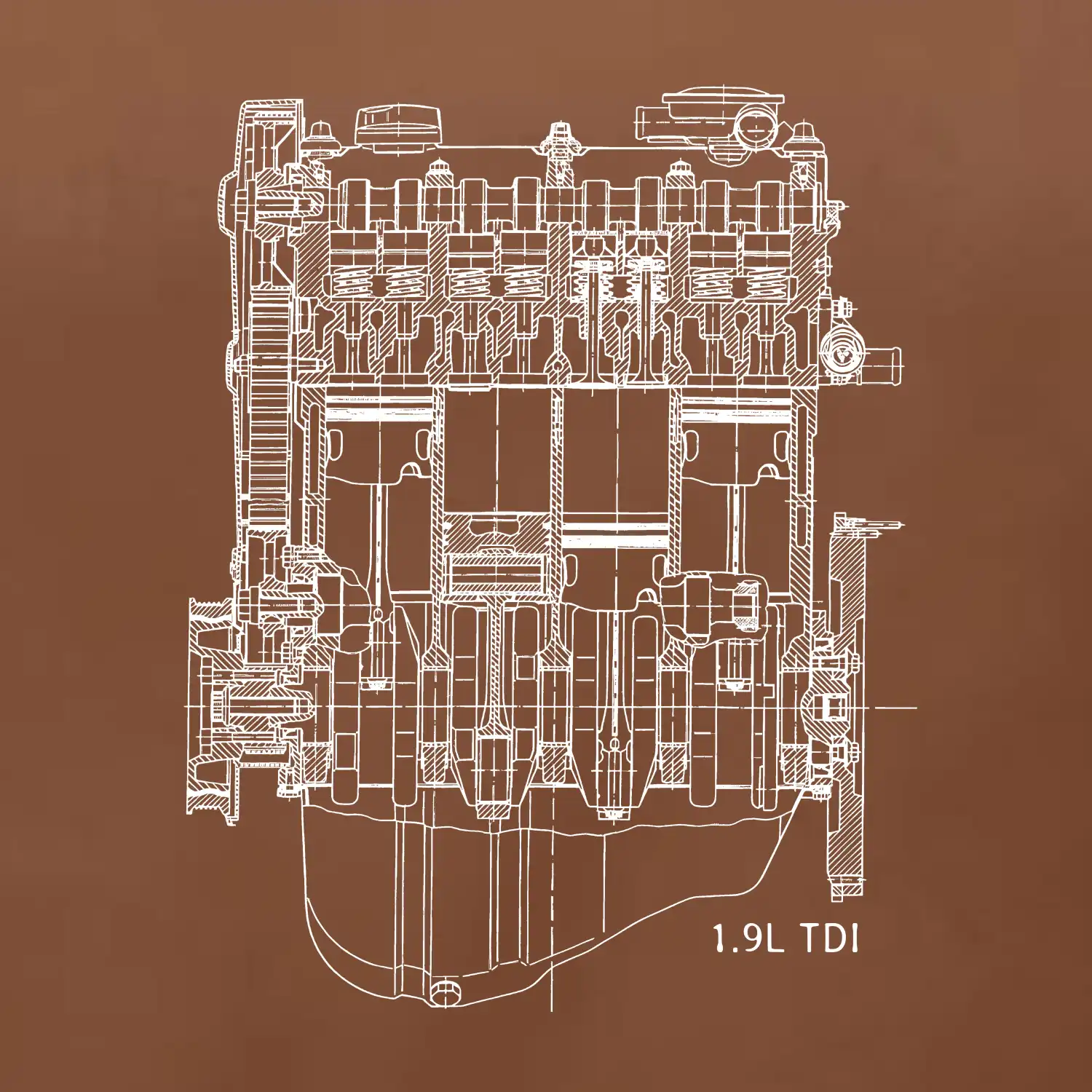 Motor Škoda/ VW 1.9L  TDI ze předu