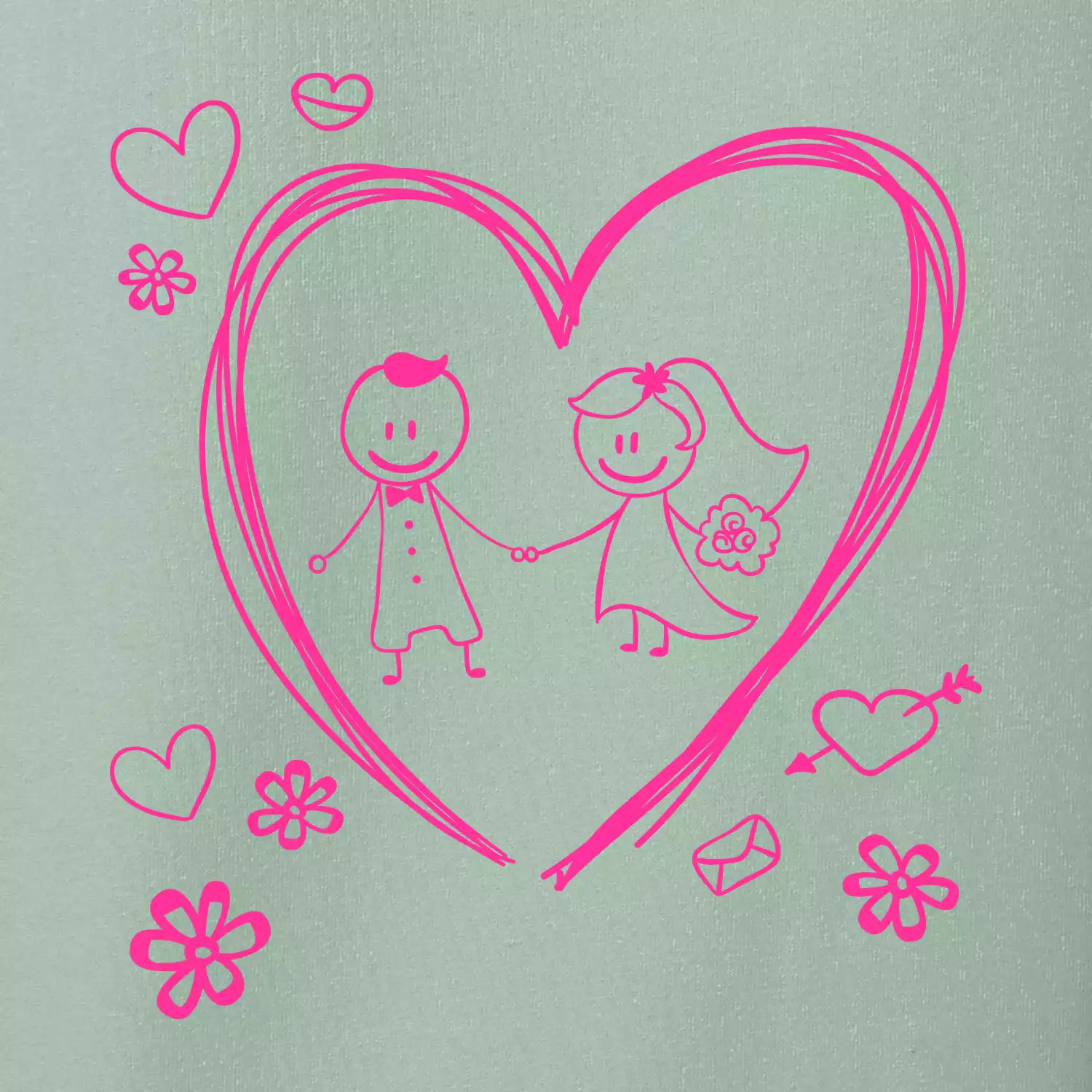 Svatba - kreslené srdce