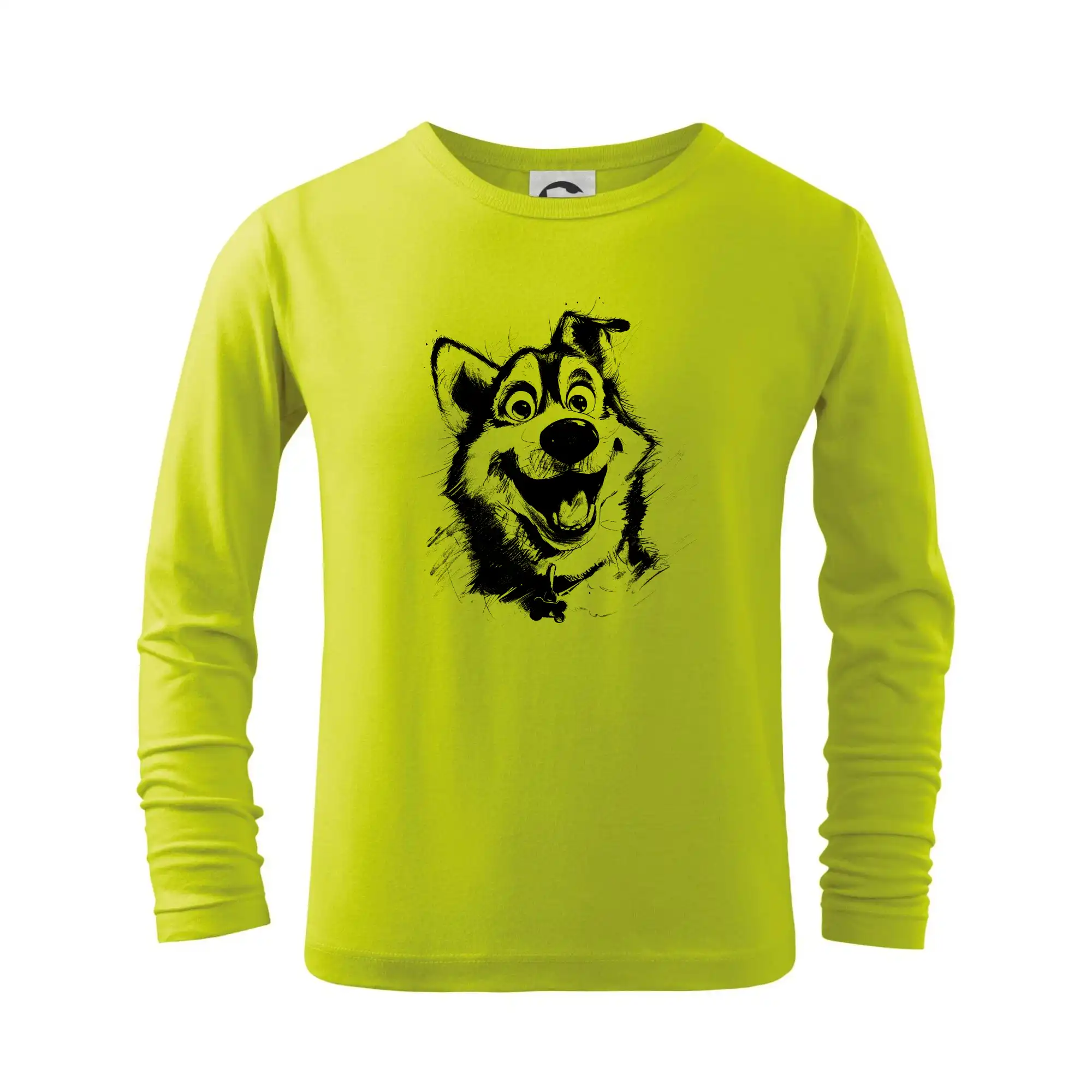 Černobílá karikatura husky