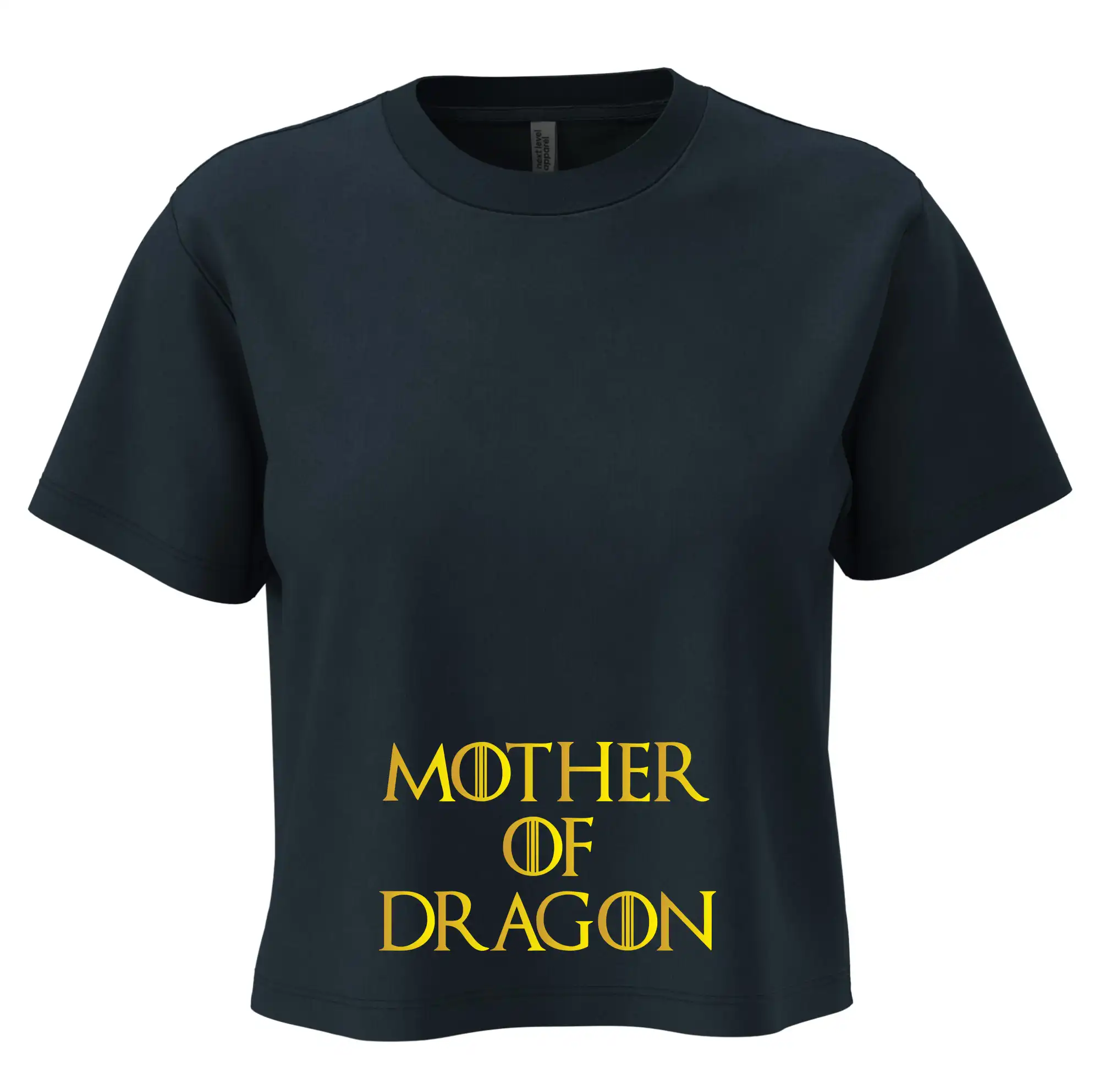 Tričká pre tehotné - Mother of Dragon - Zlatá - Boxy cropped tričko OVERSIZE