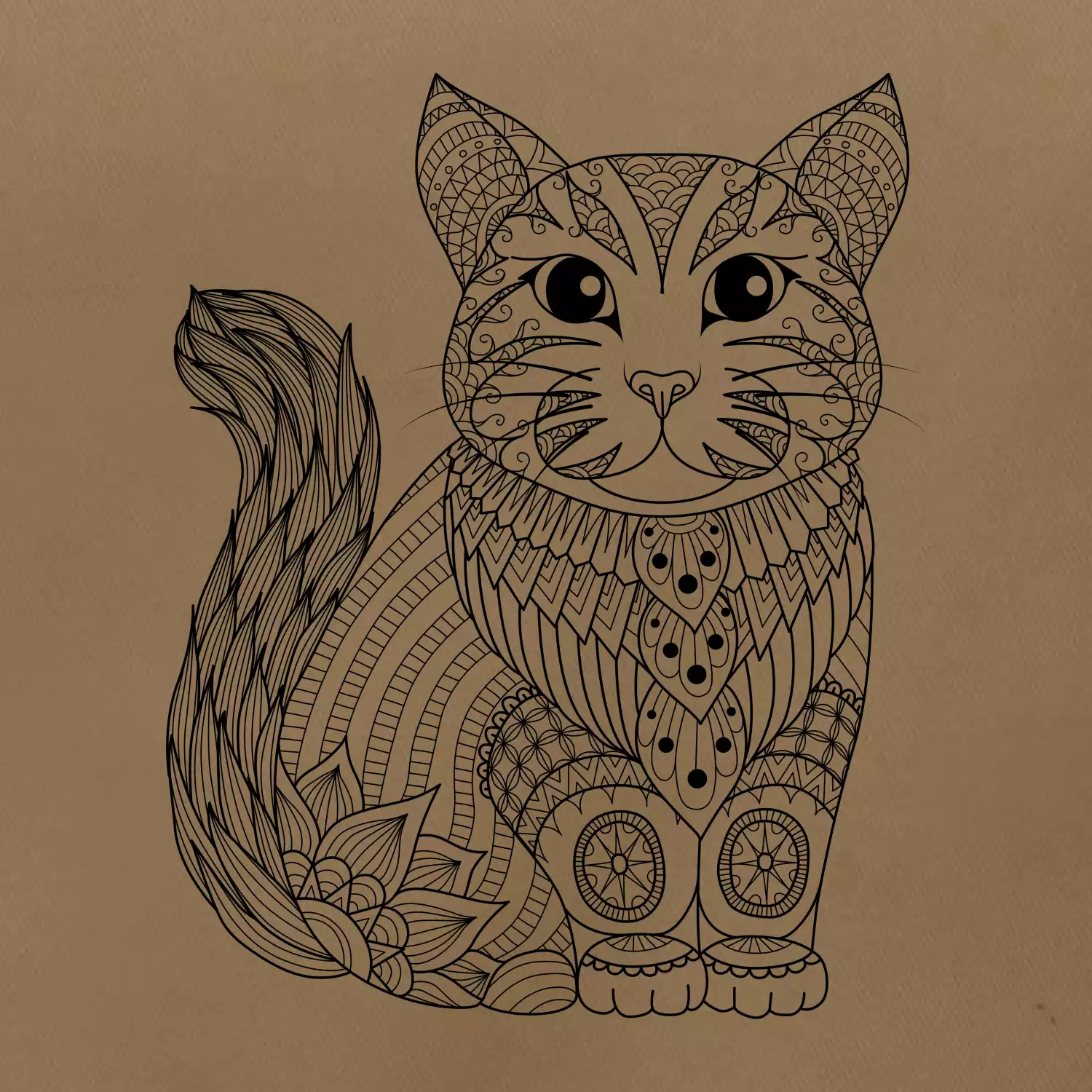 Kočka sedící mandala