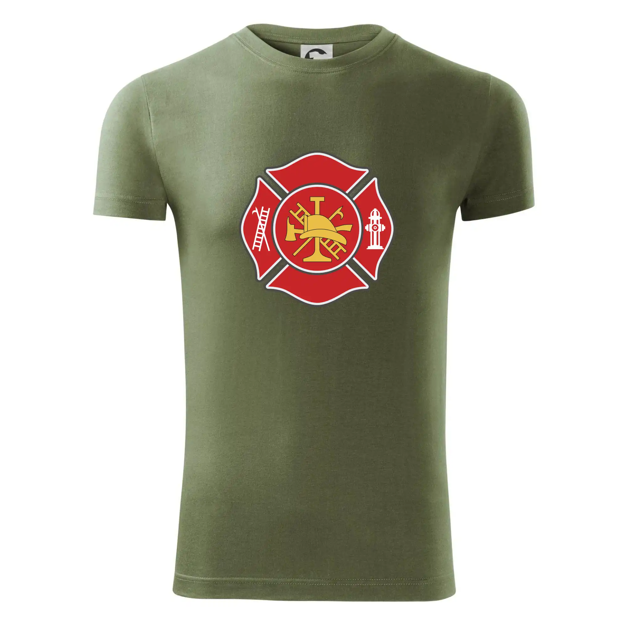 Originálne tričká pre hasičov - Fire department logo červené - Viper FIT - Pánske zúžené tričko