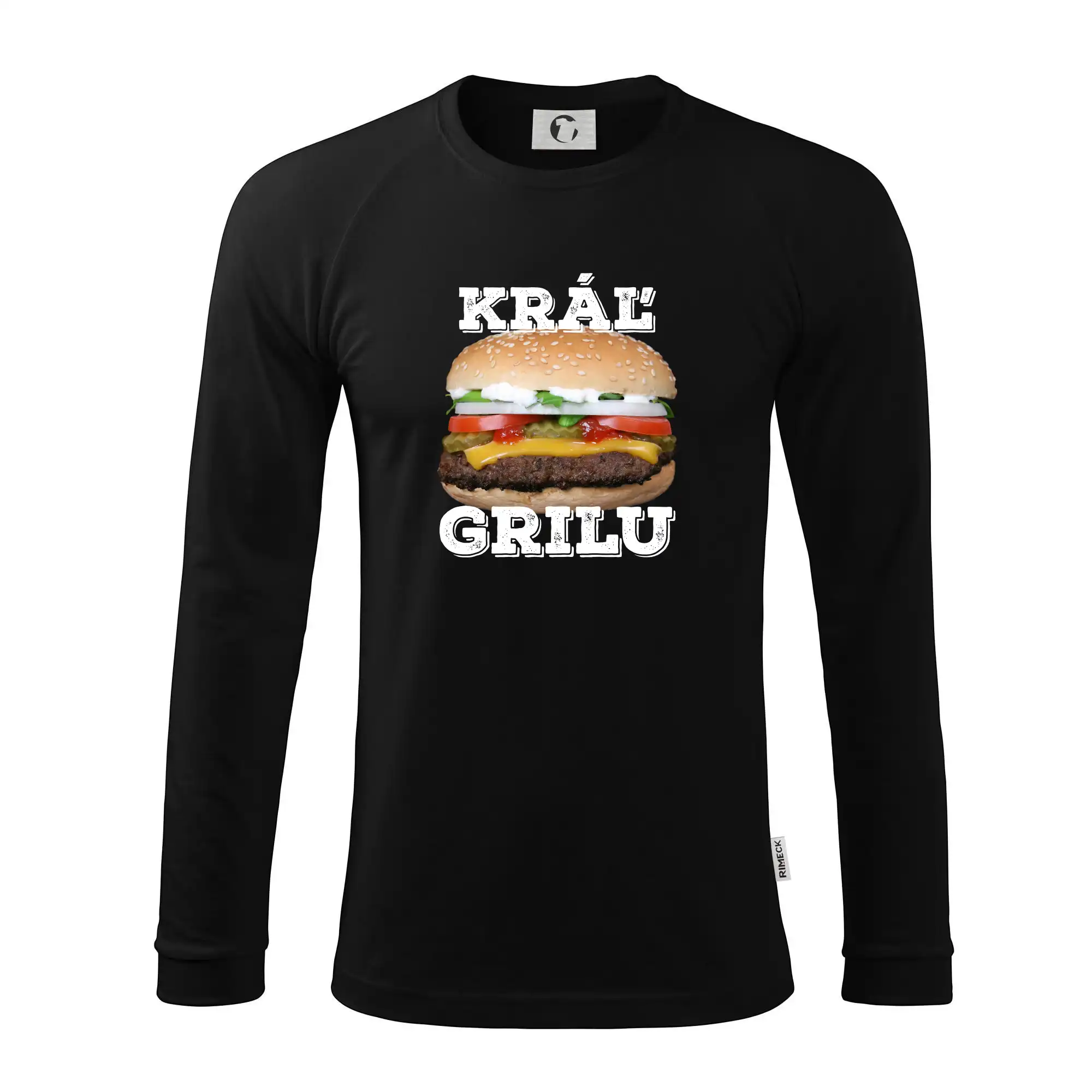 Tričká a zástery na grilovanie - Kráľ grilu hamburger - Pánske tričko s dlhým rukávom LS130