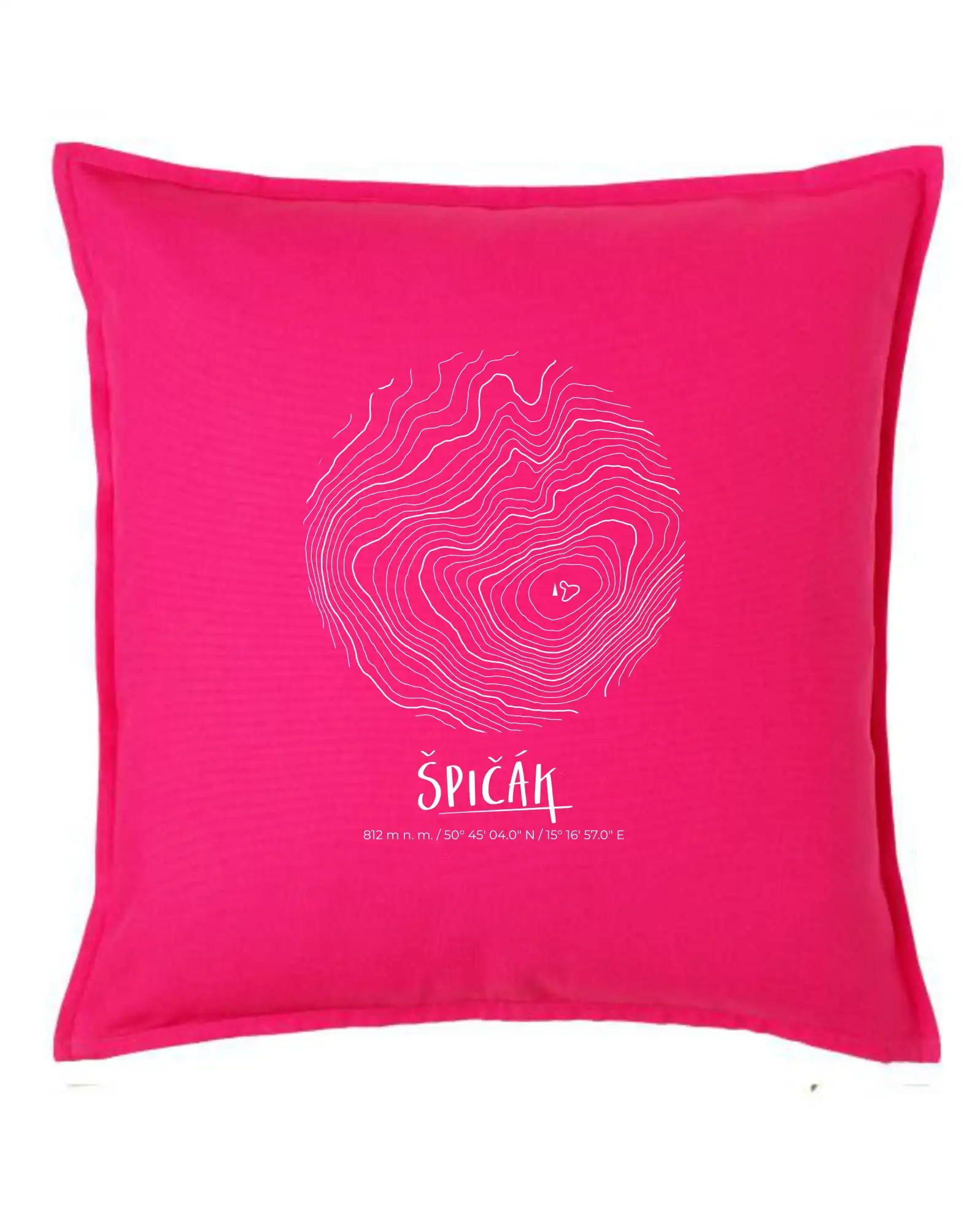 Tričká s vrstevnicami – originálne horské motívy - Špičák - vrstevnice v kruhu - Vankúš 50x50