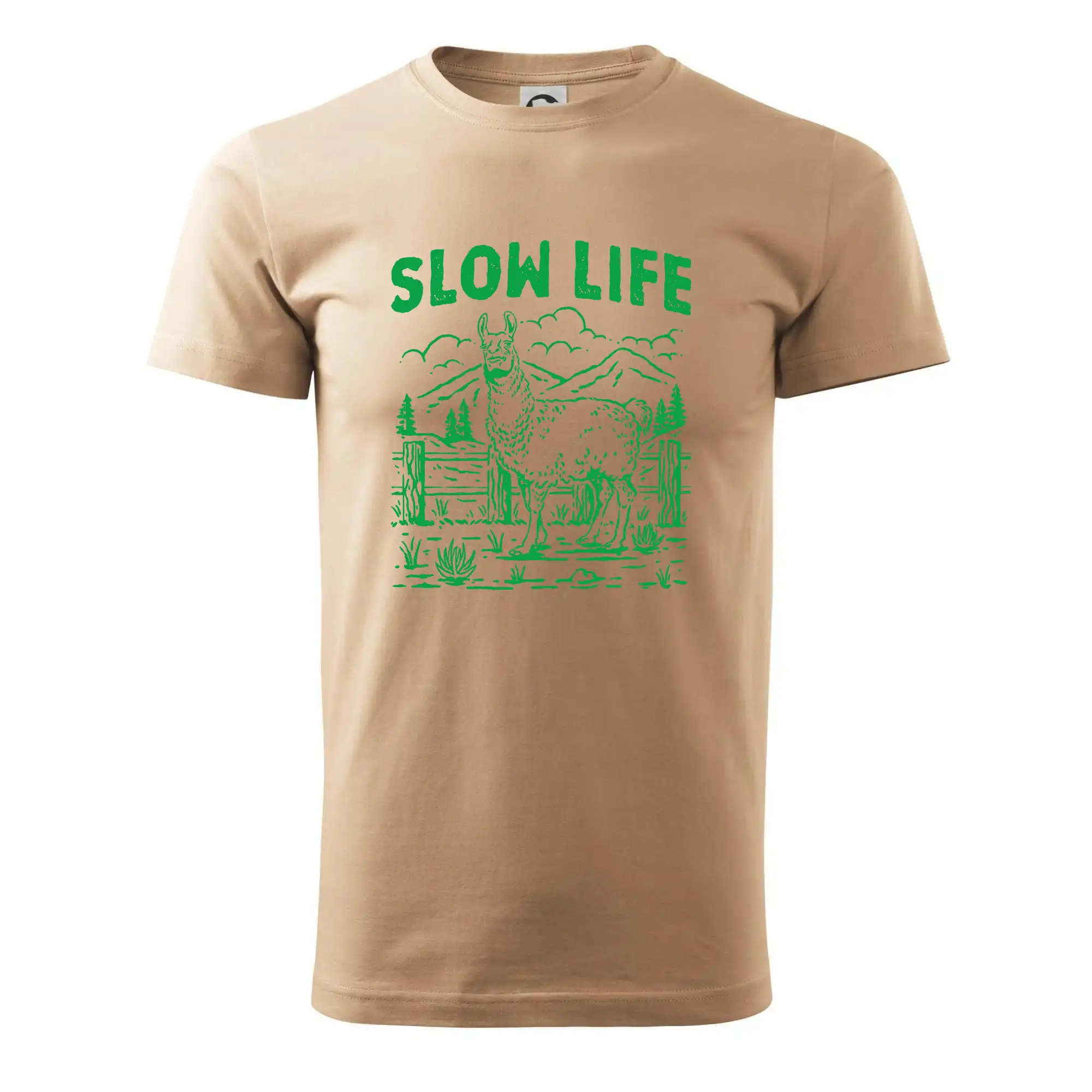 Tričká so zvieratami - Slow Life Lama - Klasické pánske tričko vyššej gramáže