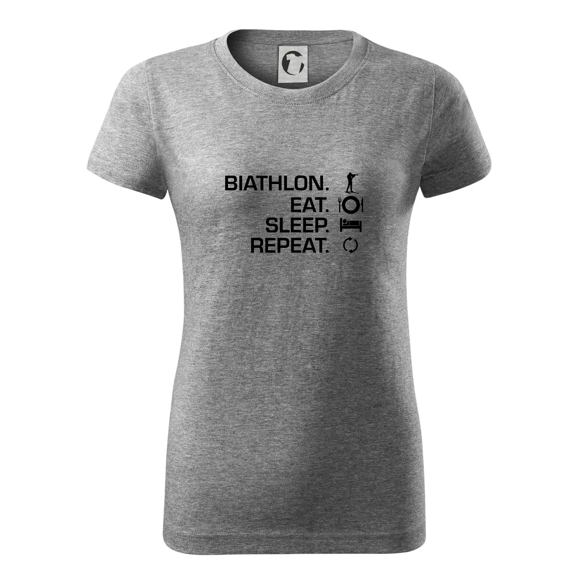 Lyže a Snowboard - Biathlon Eat Sleep Repeat - Dámske tričko basic - ľahko voľnejšie a dlhšie
