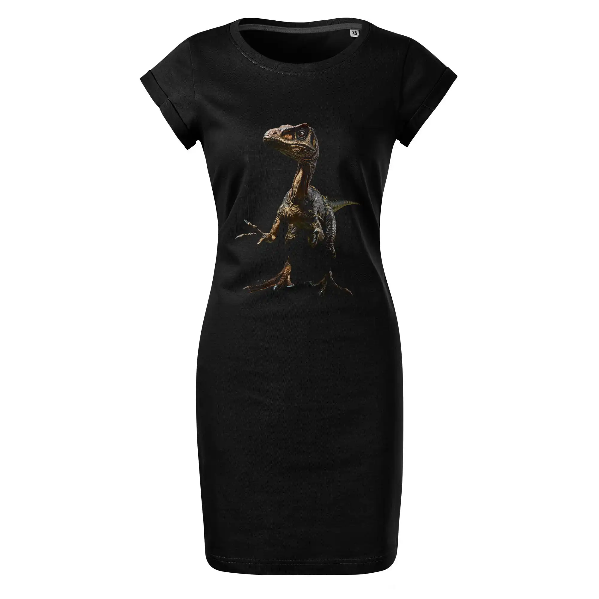 Tričká so zvieratami - Velociraptor čierna fotka - Tričko Šaty FREEDOM