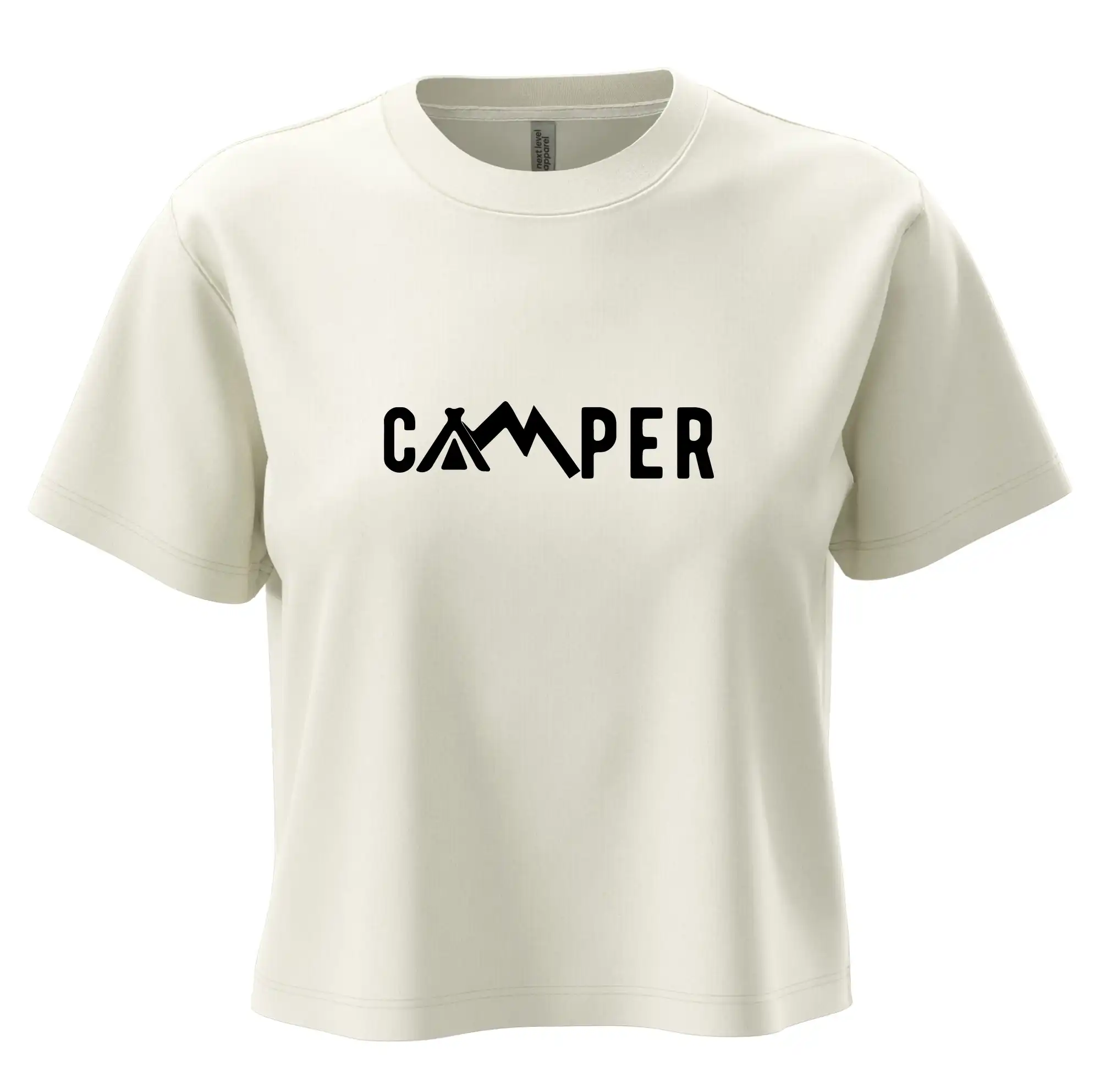 Trička na kempovanie - Camper nápis - Boxy cropped tričko OVERSIZE