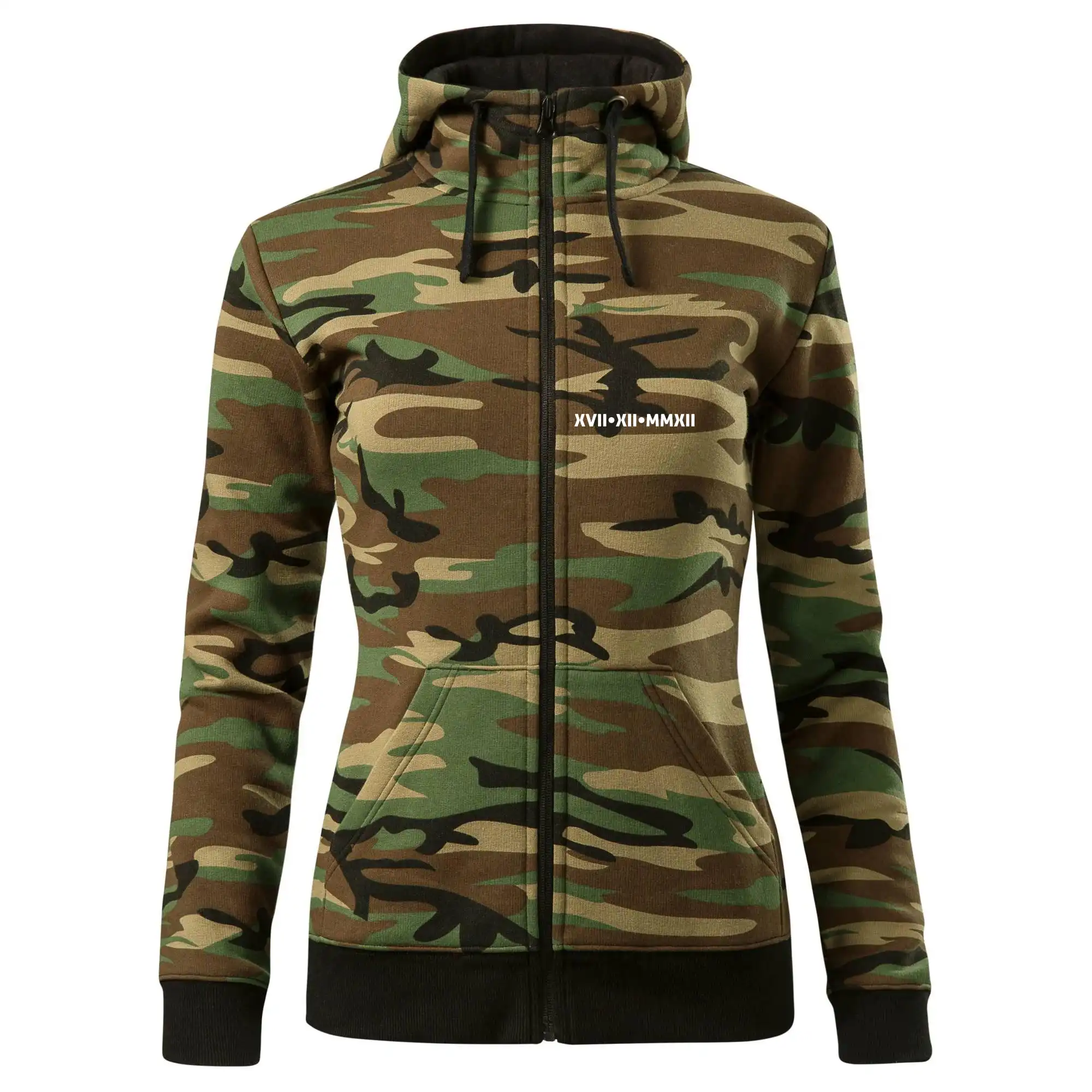 Tričká pre zamilovaných - Dátum výročia a iniciály - Mikina dámska trendy zipper s kapucňou