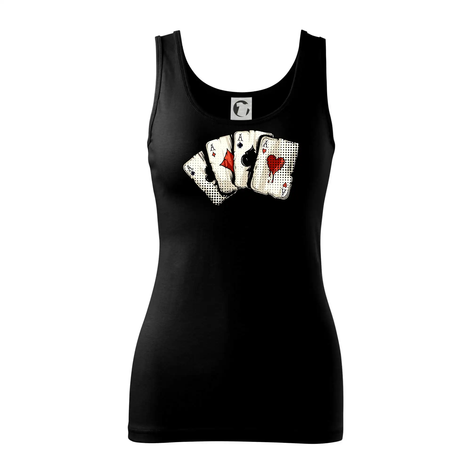 Poker tričká - Poker - karty kreslené - Dámske tielko