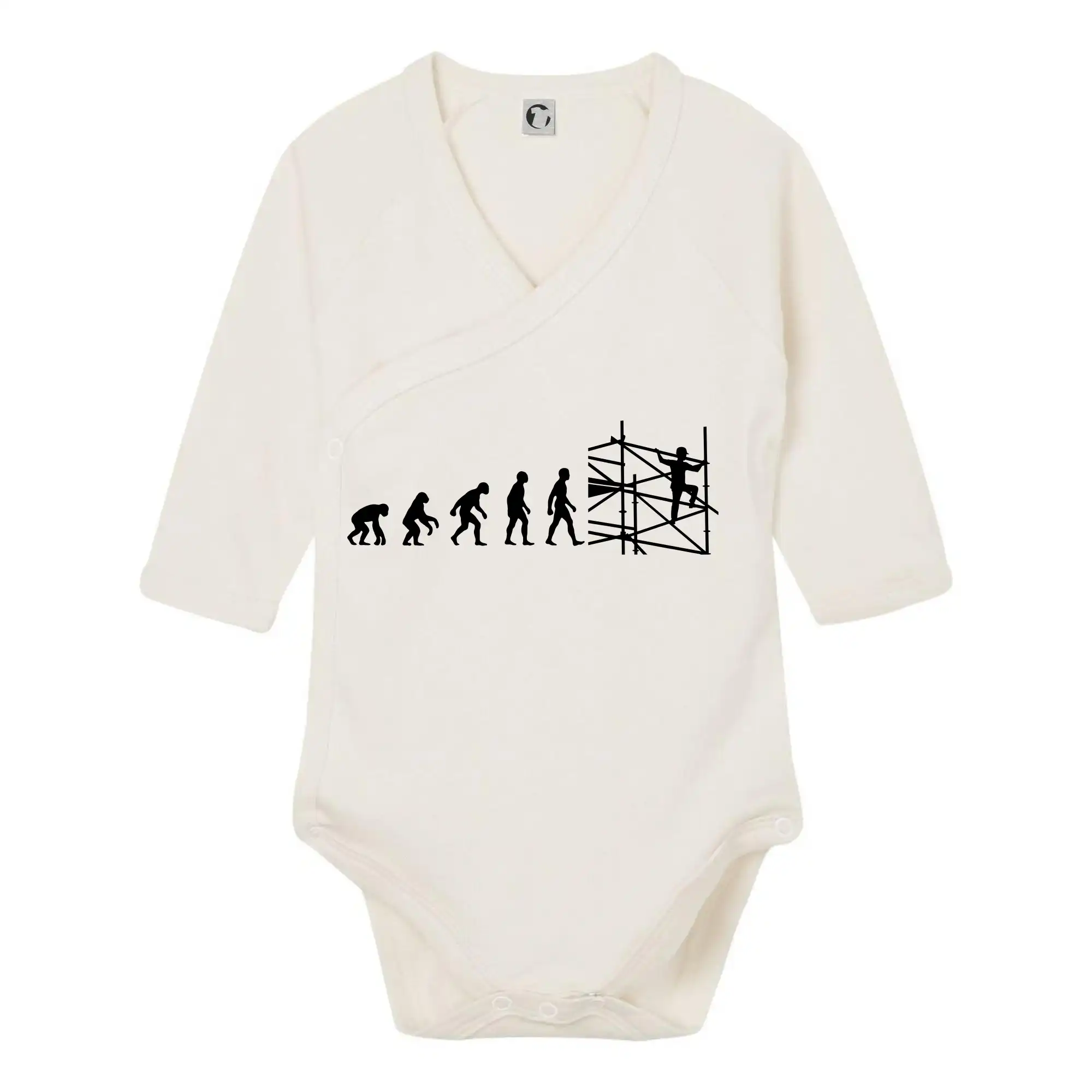 Vtipné tričká do práce - Evolúcia lešenia - Body zavinovacie s dlhým rukávom