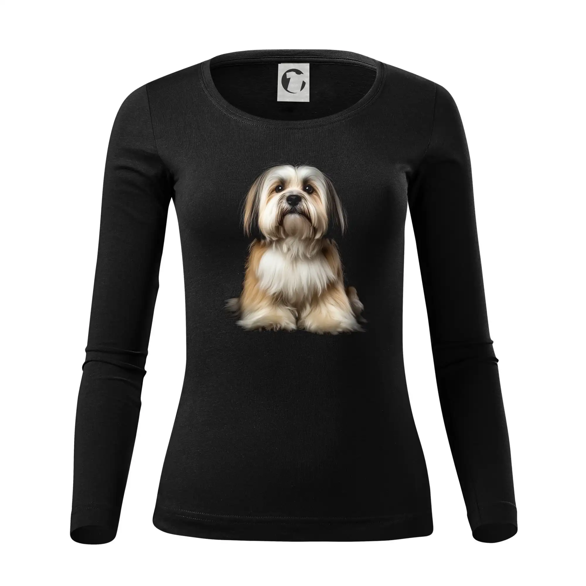 Ostatné psie plemená - Lhasa Apso čierna fotka - Dámske tričko FIT-T LS - zužené